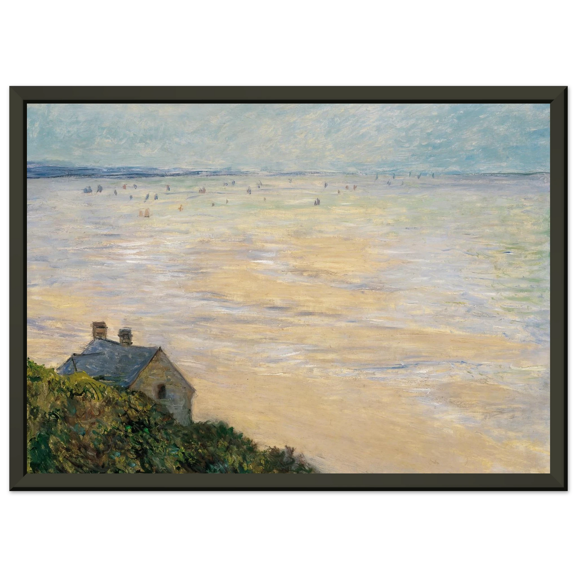 claude monet  The Hut at Trouville Low Tide Framed Art Print  - Aluminum Frame - 70x100 cm / 28x40 inches