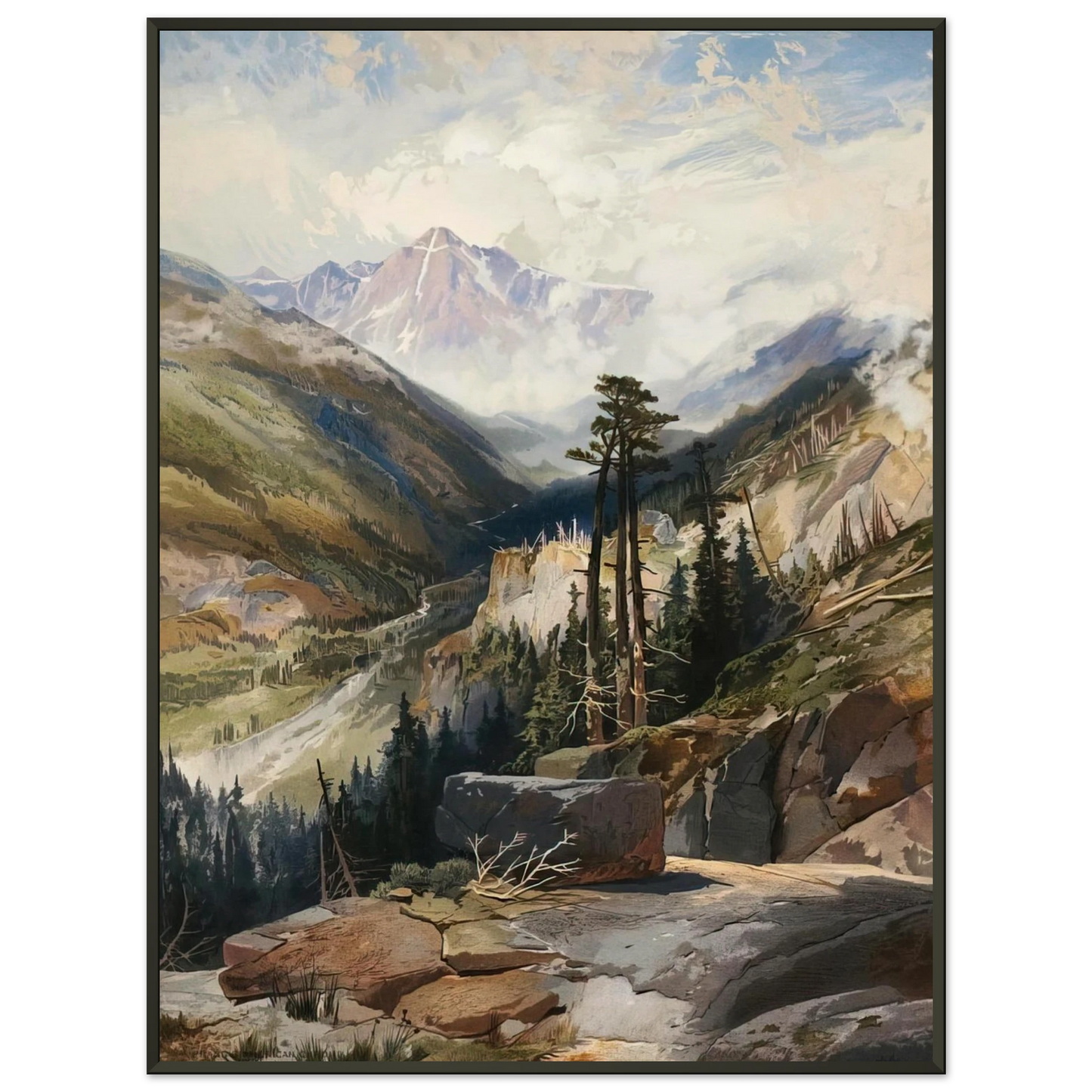 Thomas Moran The Mountain of the Holy Cross Colorado Framed Art Print - Aluminum Frame - 70x100 cm / 28x40 inches