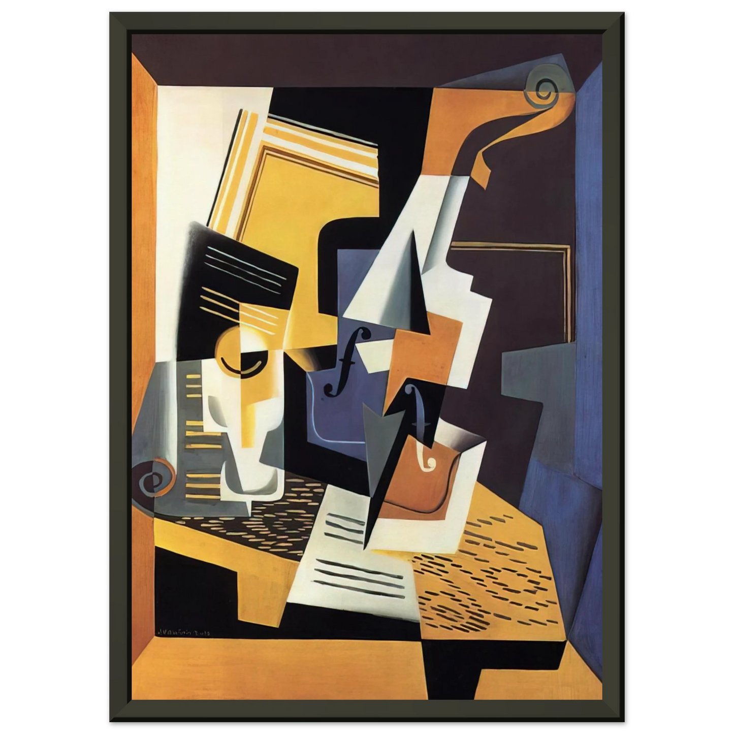 Juan Gris VIOLIN AND GLASS 1918 Framed Art Print - Aluminum Frame - 60x80 cm / 24x32 inches