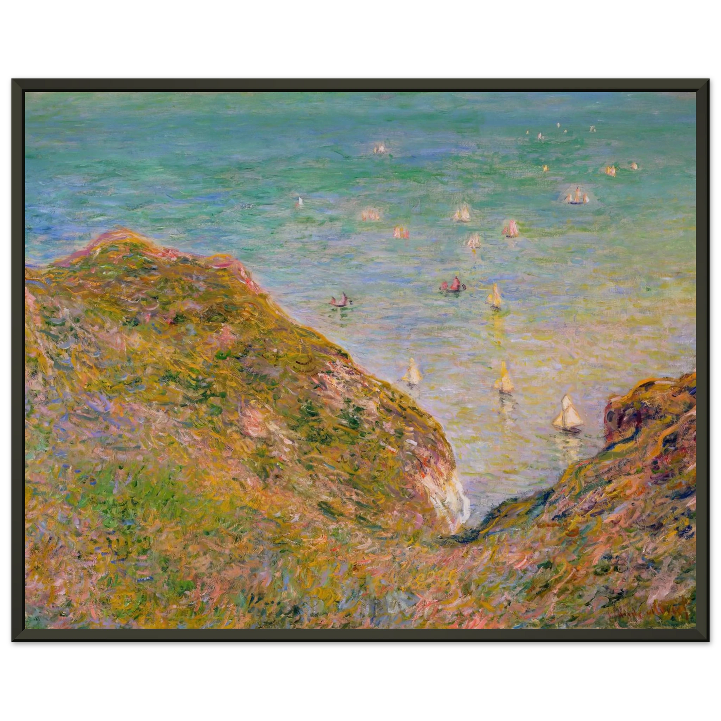 claude monet View from the Cliff at Pourville Bright Weather Framed Art Print - Aluminum Frame - 70x100 cm / 28x40 inches