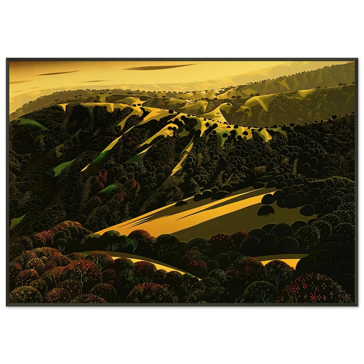 Eyvind Earle Santa Cruz Mountains Framed Art Print - Aluminum Frame - 21x29.7 cm / 8x12"
