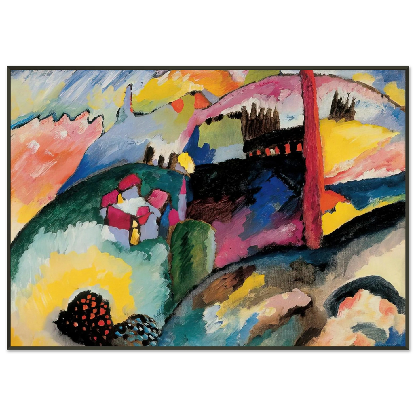 Wassily Kandinsky  LANDSCAPE WITH FACTORY CHIMNEY 1910 Framed Art Print  - Aluminum Frame - 21x29.7 cm / 8x12"