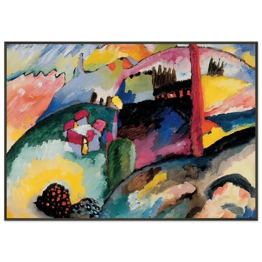 Wassily Kandinsky  LANDSCAPE WITH FACTORY CHIMNEY 1910 Framed Art Print  - Aluminum Frame - 21x29.7 cm / 8x12"