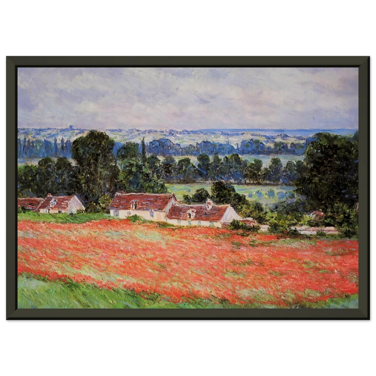 claude monet  Poppy Field at Giverny Framed Art Print  - Aluminum Frame - 60x80 cm / 24x32 inches