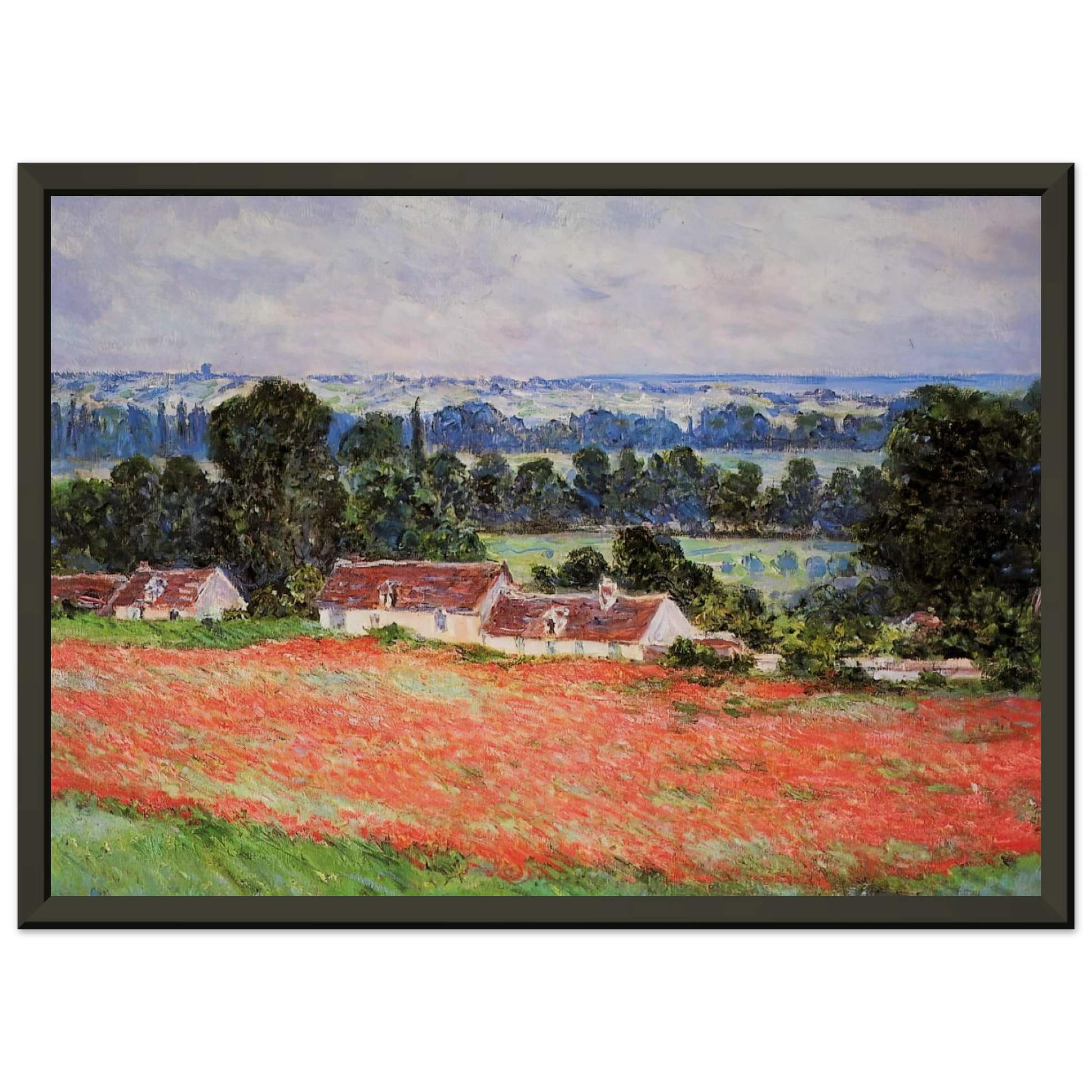 claude monet  Poppy Field at Giverny Framed Art Print  - Aluminum Frame - 60x80 cm / 24x32 inches
