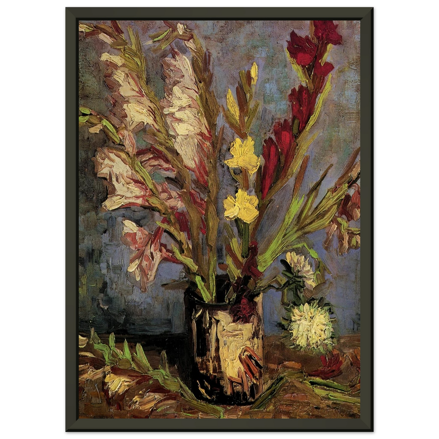 Vincent van Gogh Vase with Gladioli Framed Art Print - Aluminum Frame - 60x80 cm / 24x32 inches