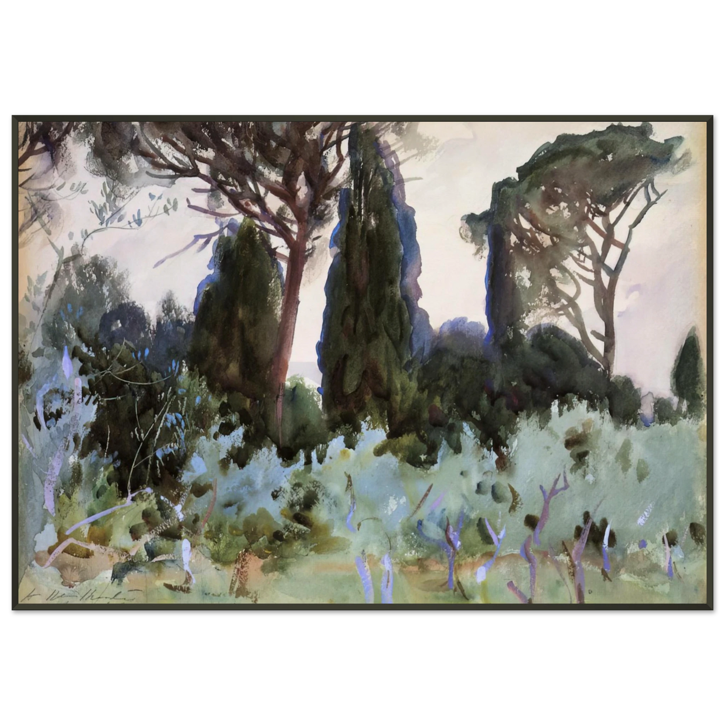 John Singer Sargent Landscape near Florence Framed Art Print - Aluminum Frame - 21x29.7 cm / 8x12"