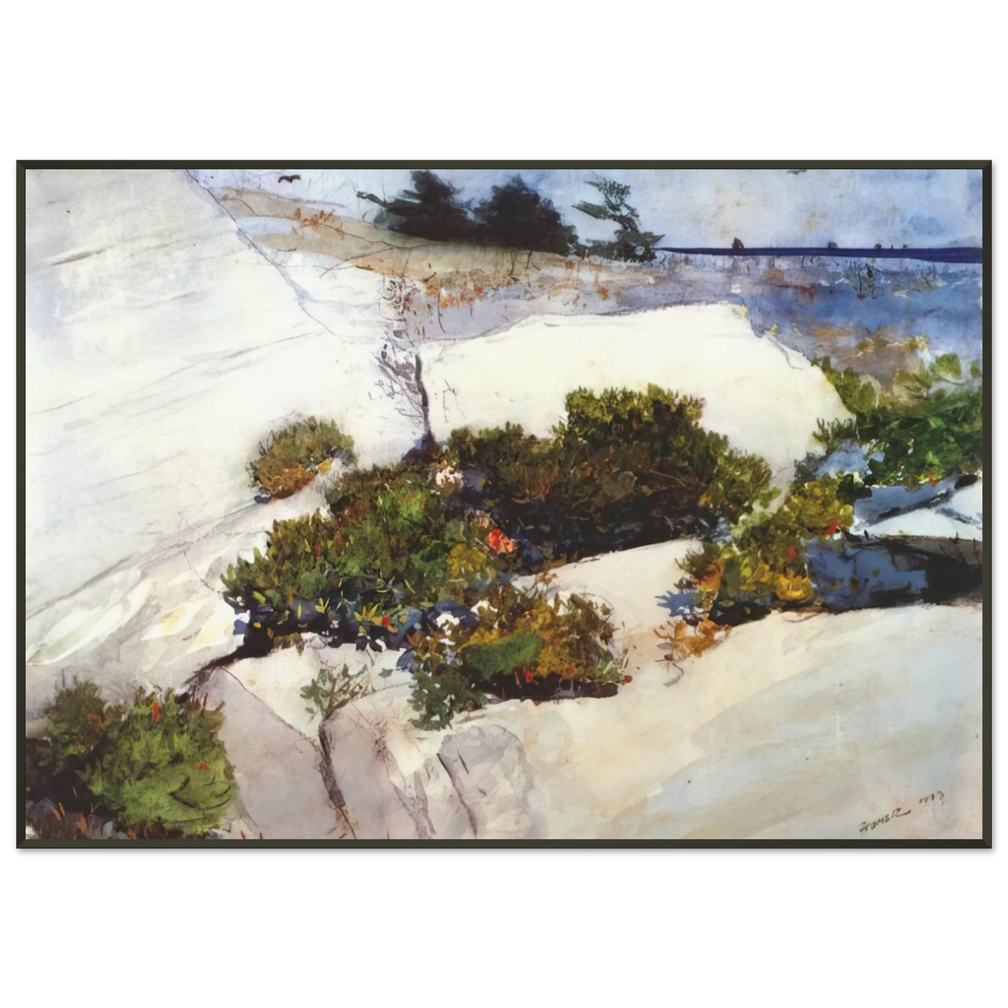 Winslow Homer MAINE CLIFFS Framed Art Print - Aluminum Frame - 21x29.7 cm / 8x12"