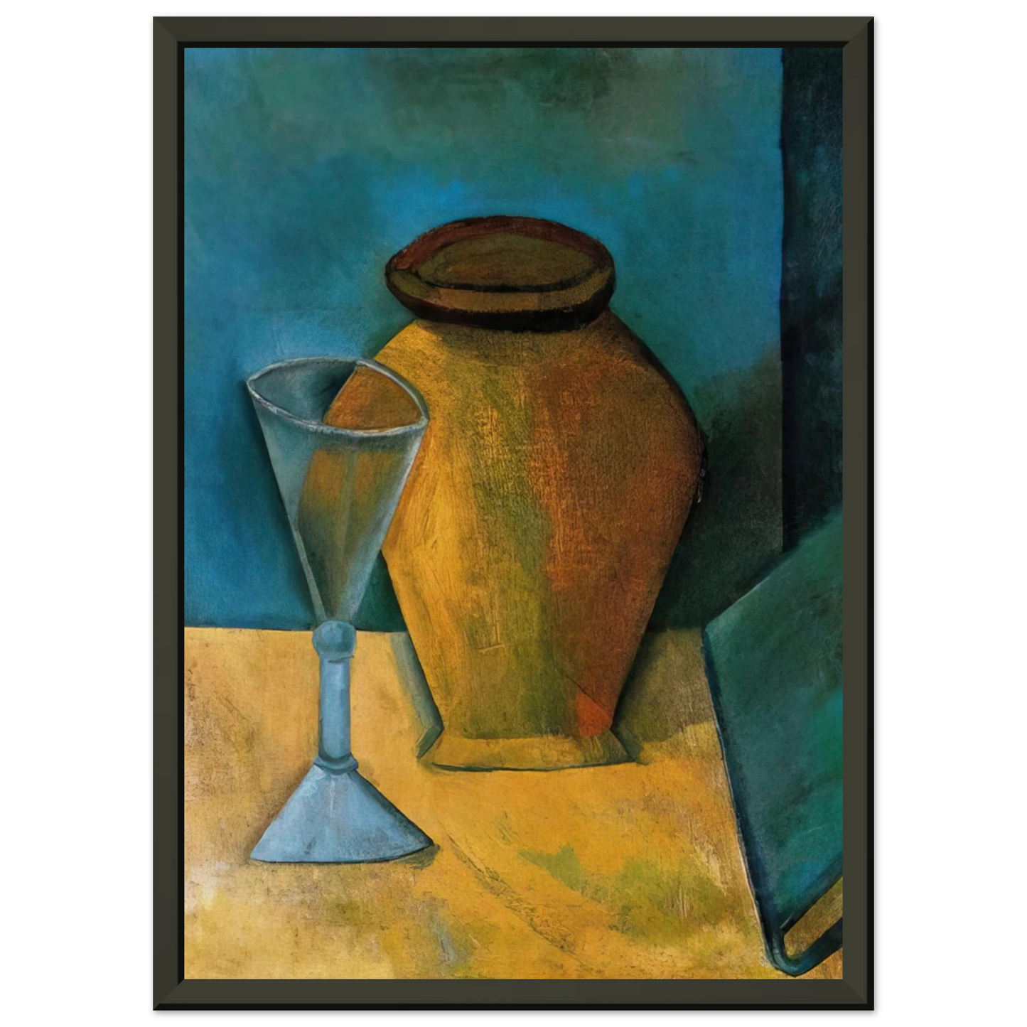 Pablo Picasso Pot Glass and Book 1908 Framed Art Print - Aluminum Frame - 40x50 cm / 16x20 inches