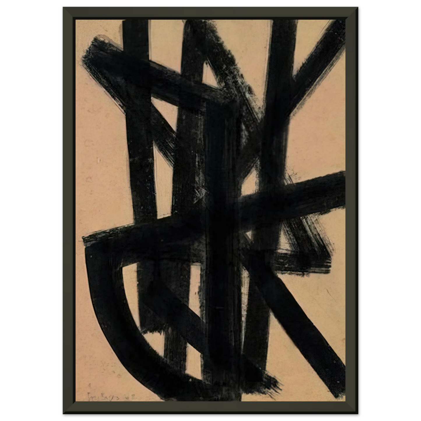 Pierre Soulages Brou de noix 65 x 50 cm 1948 1948 Framed Art Print - Aluminum Frame - 60x80 cm / 24x32 inches