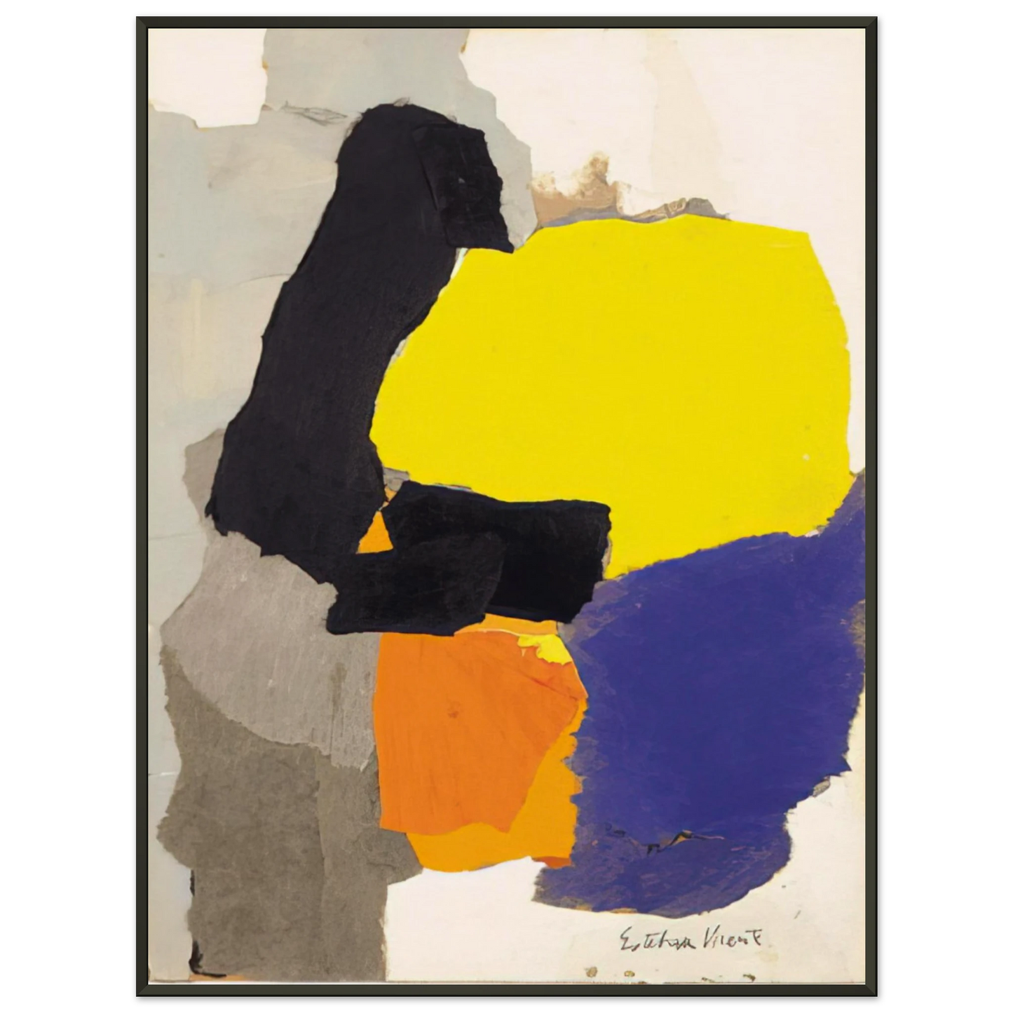 Esteban Vicente COLLAGE WITH YELLOW BLUE AND ORANGE 1963 Framed Art Print - Aluminum Frame - 60x80 cm / 24x32 inches