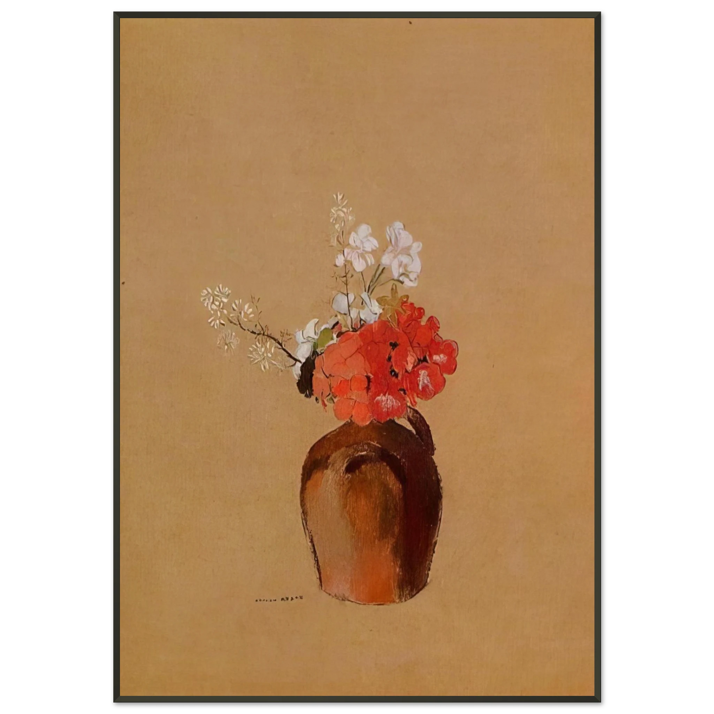 Odilon Redon FLOWERS IN A POT Framed Art Print - Aluminum Frame - 21x29.7 cm / 8x12"
