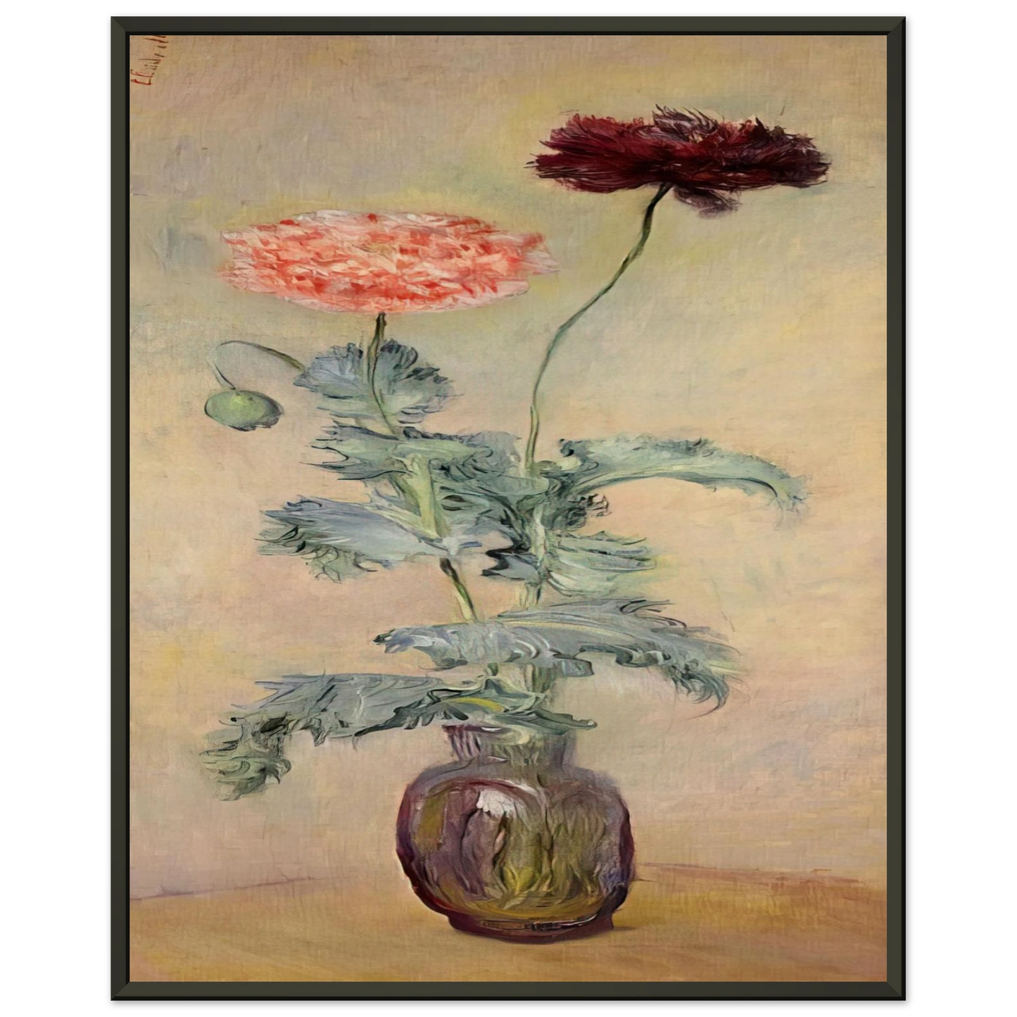 claude monet  Red and Pink Poppies Framed Art Print  - Aluminum Frame - 40x50 cm / 16x20 inches