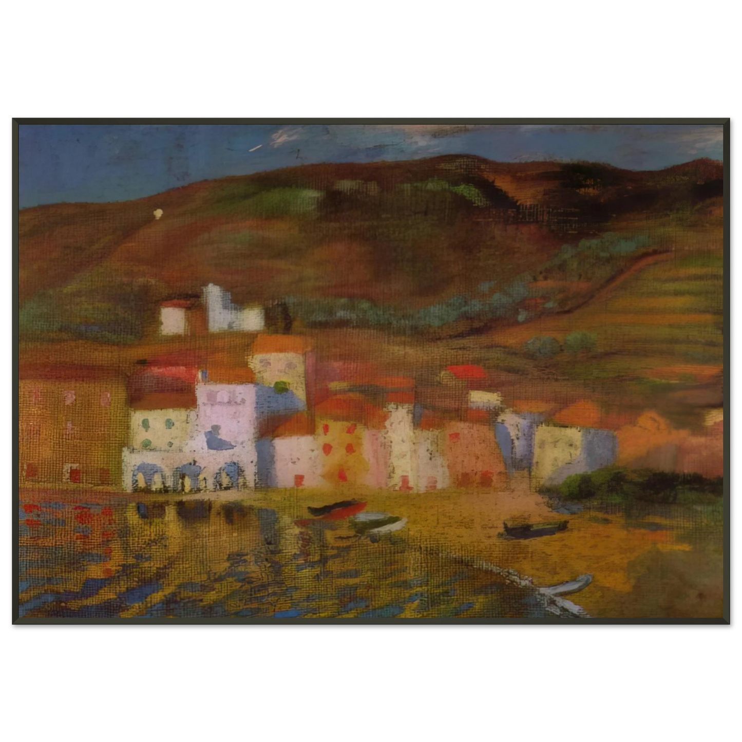 Salvador Dali PORTDOGUE AND MOUNT PANI FROM AYUNTAMIENTO Framed Art Print - Aluminum Frame - 21x29.7 cm / 8x12"