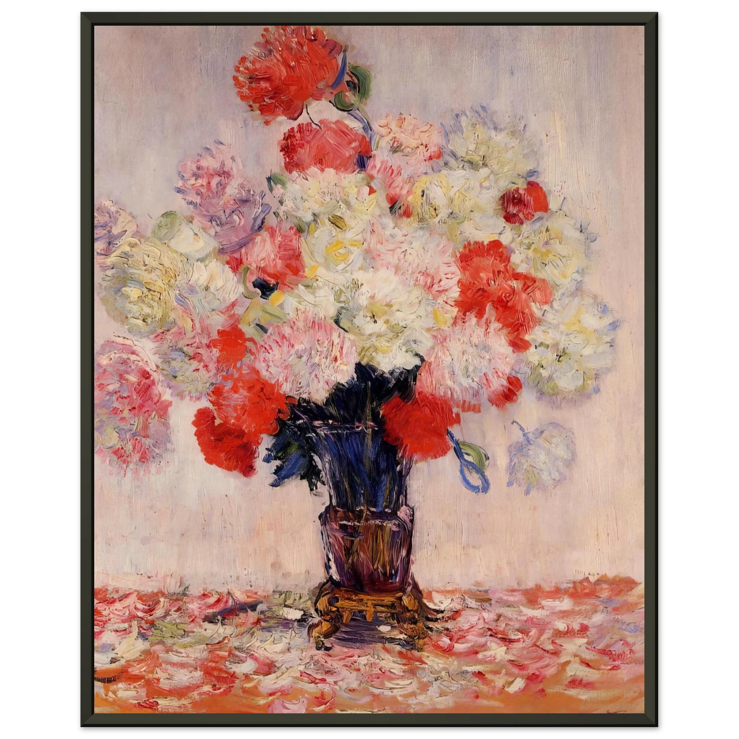 claude monet Vase of Peonies Framed Art Print - Aluminum Frame - 40x50 cm / 16x20 inches