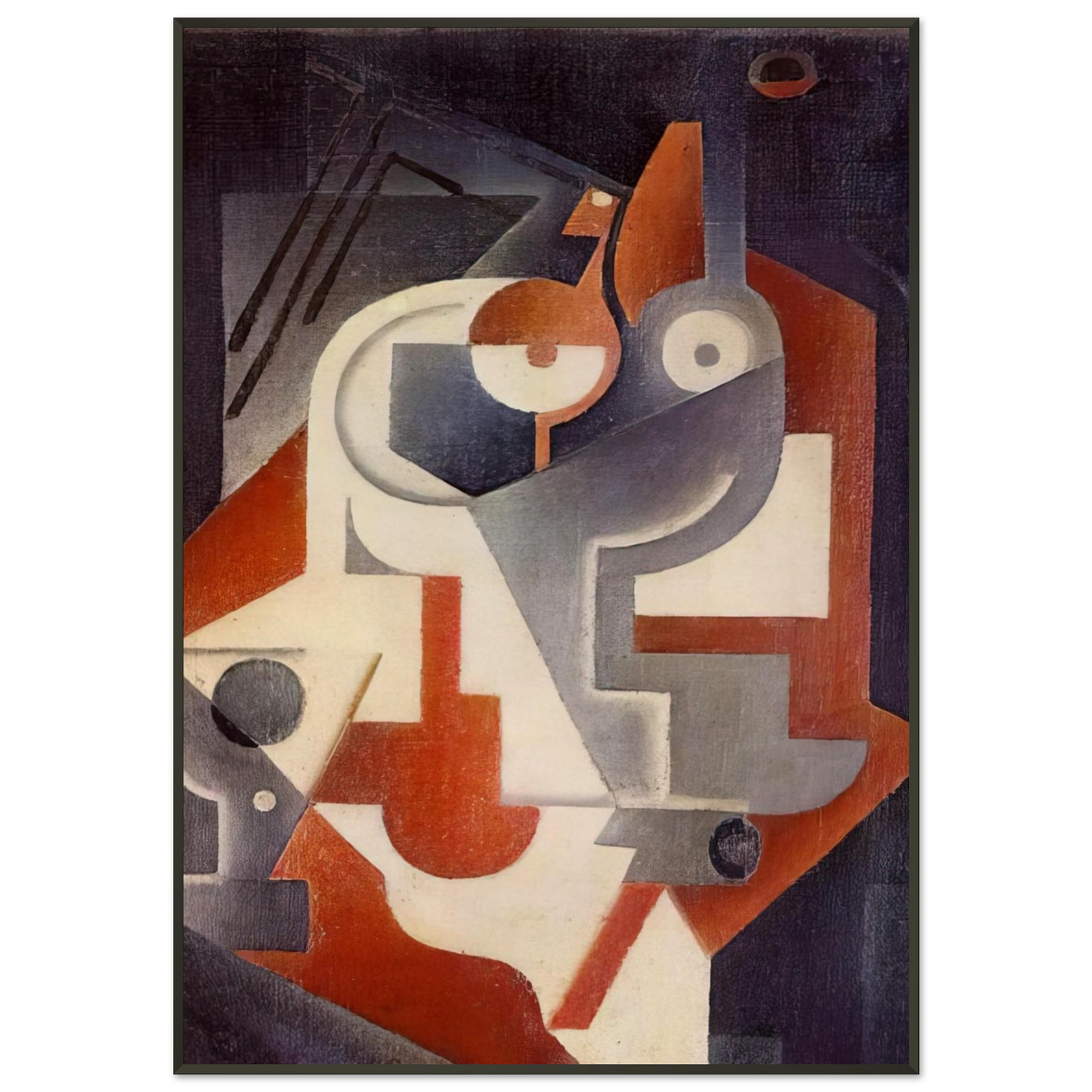 Juan Gris  NEWSPAPER GLASS AND PEAR 1917 Framed Art Print  - Aluminum Frame - 21x29.7 cm / 8x12"