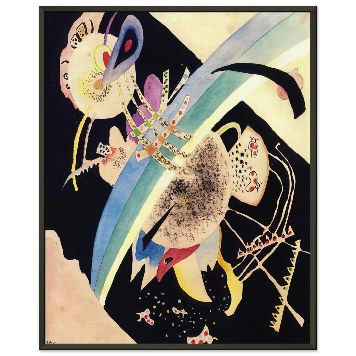 Wassily Kandinsky STUDY FOR CIRCLES ON BLACK 1921 Framed Art Print - Aluminum Frame - 70x100 cm / 28x40 inches