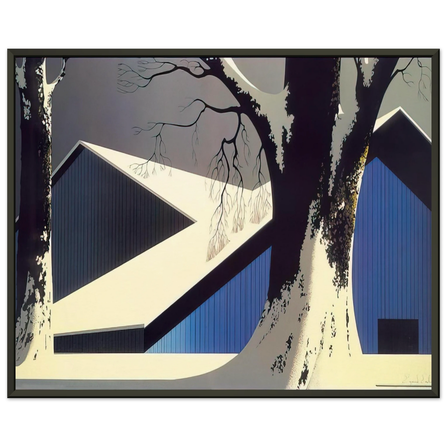 Eyvind Earle Winter Quiet Framed Art Print - Aluminum Frame - 40x50 cm / 16x20 inches
