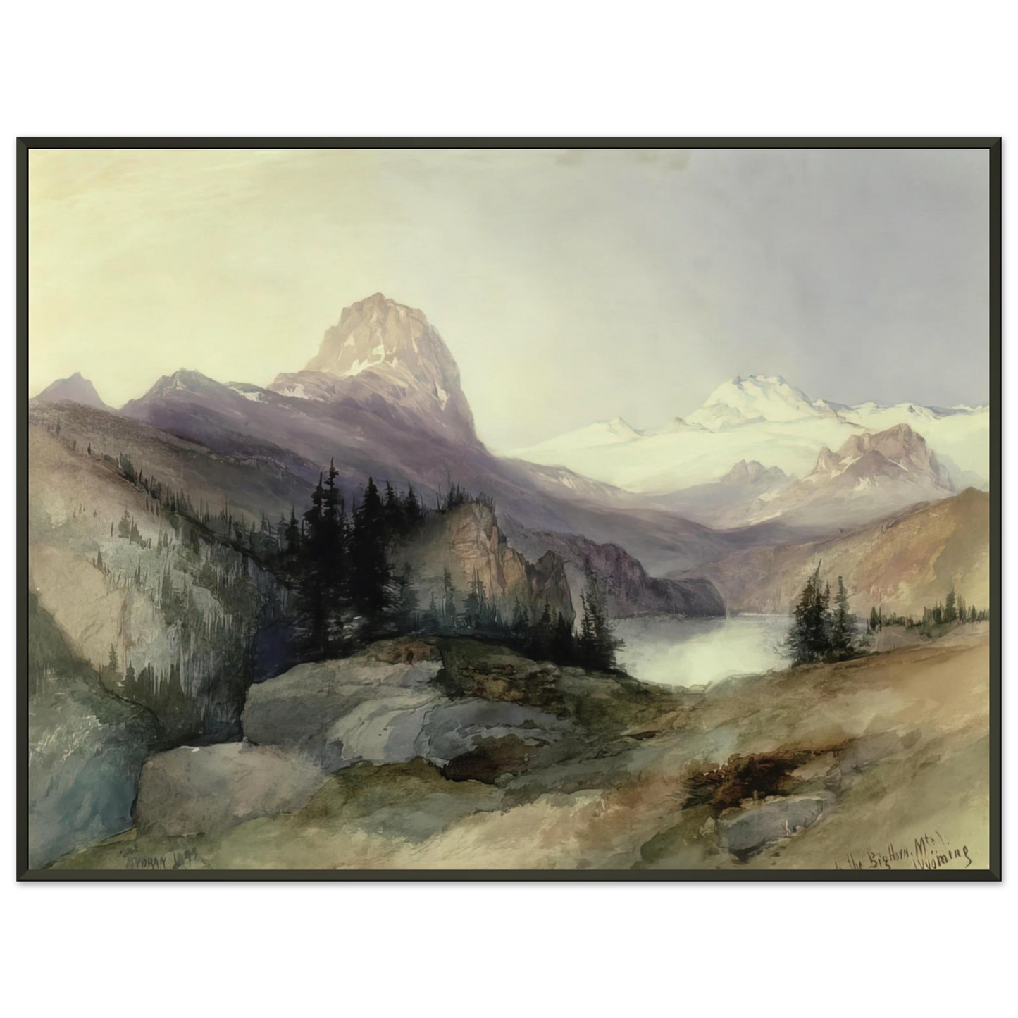 Thomas Moran In the Bighorn Mountains Framed Art Print - Aluminum Frame - 40x50 cm / 16x20 inches