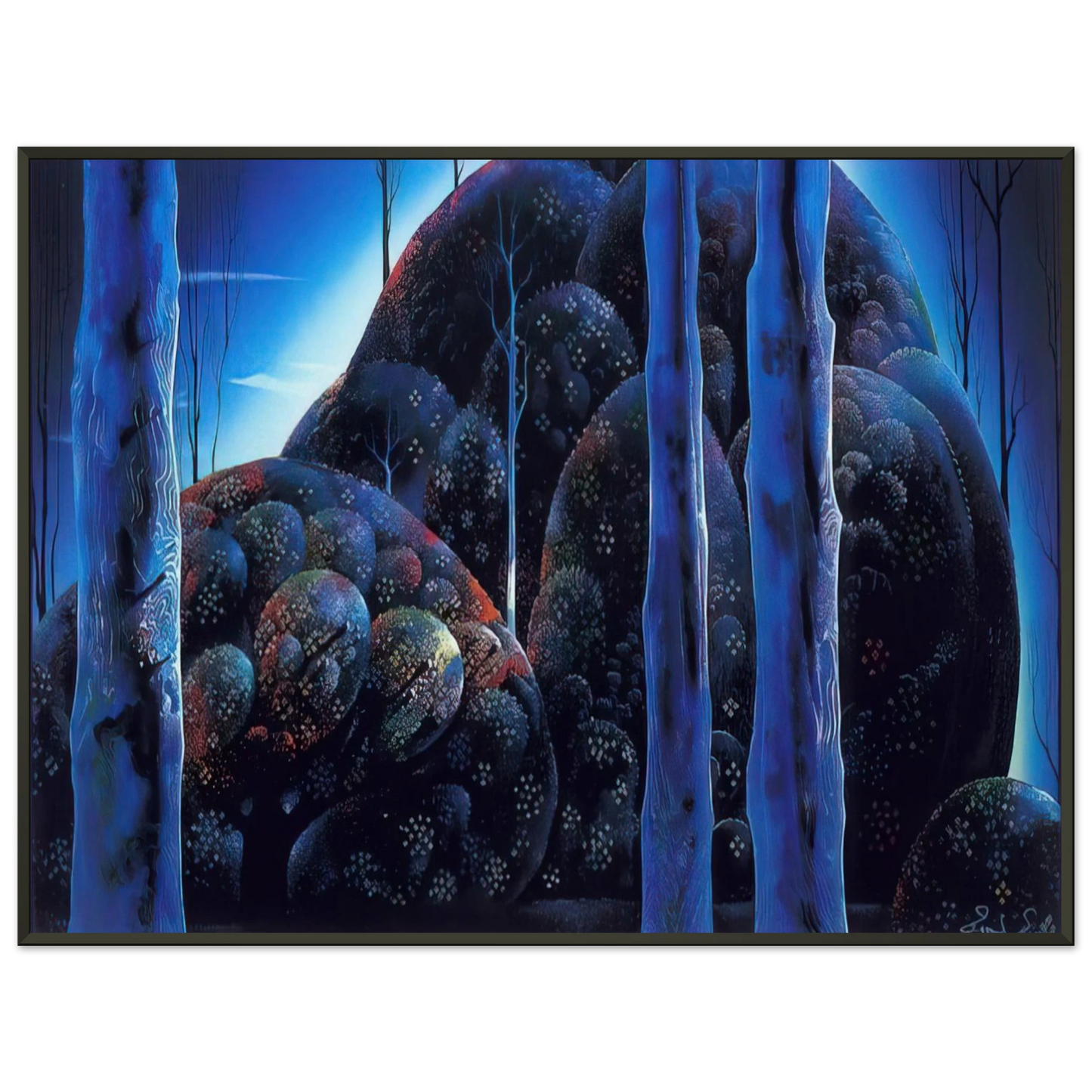 Eyvind Earle Moonlit Eucalyptus Framed Art Print - Aluminum Frame - 70x100 cm / 28x40 inches
