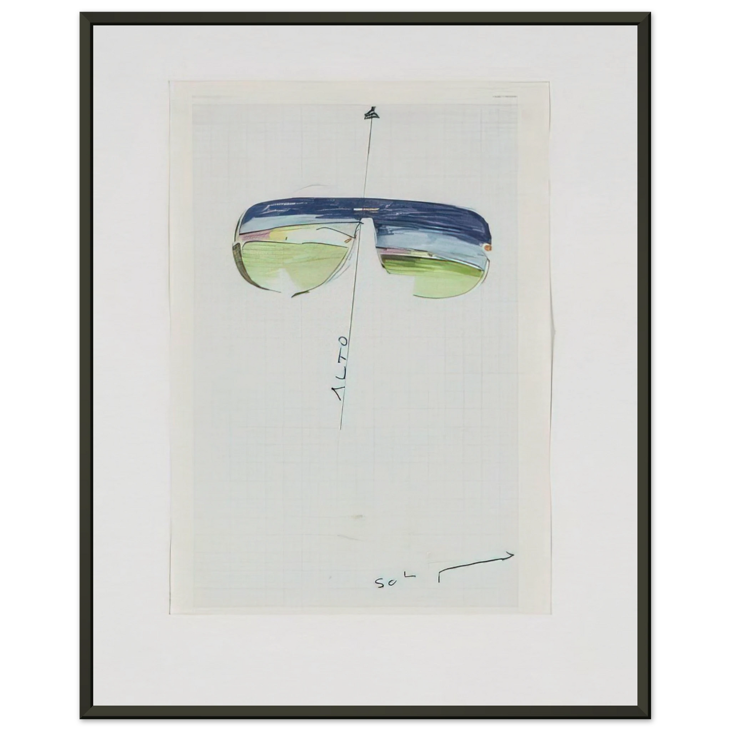 Mario Schifano Untitled Glasses 1973 Framed Art Print - Aluminum Frame - 60x80 cm / 24x32 inches