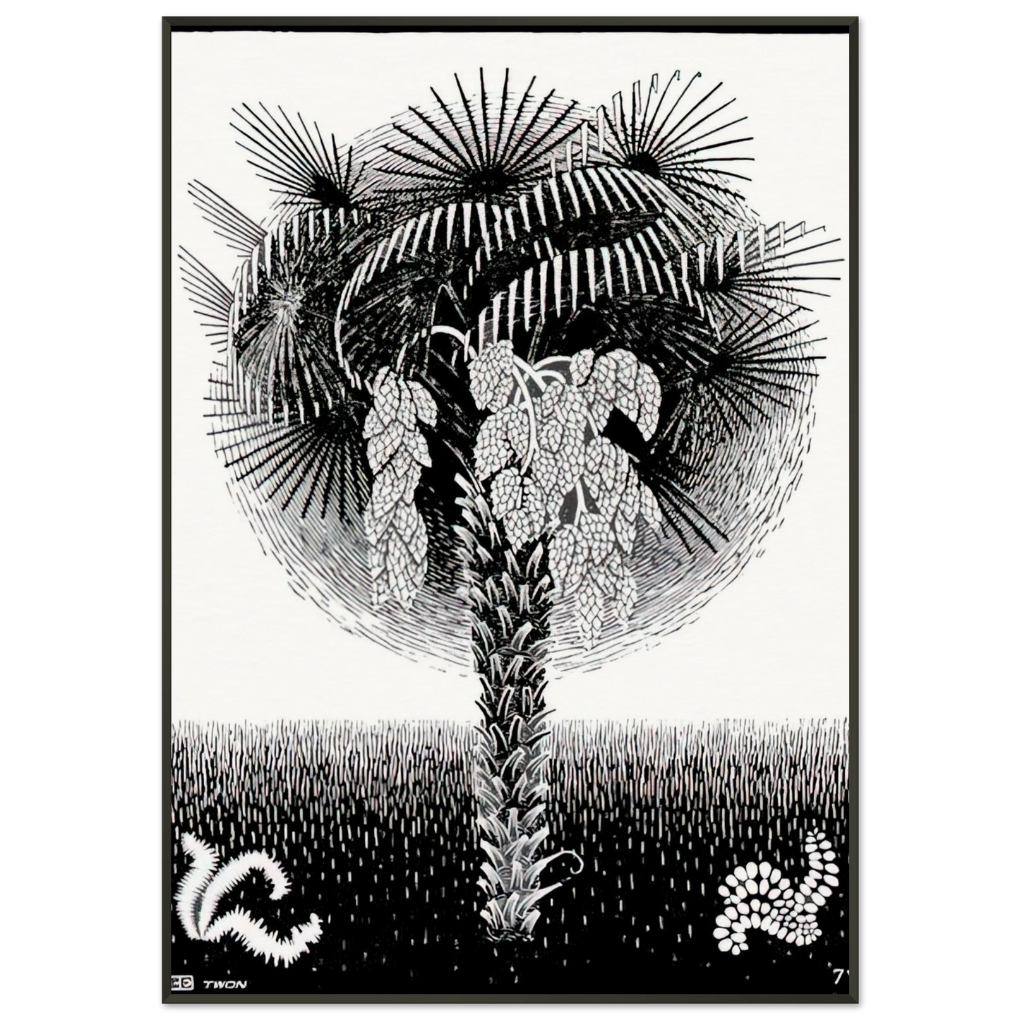 MC Escher  PALM TREE Framed Art Print  - Aluminum Frame - 21x29.7 cm / 8x12"