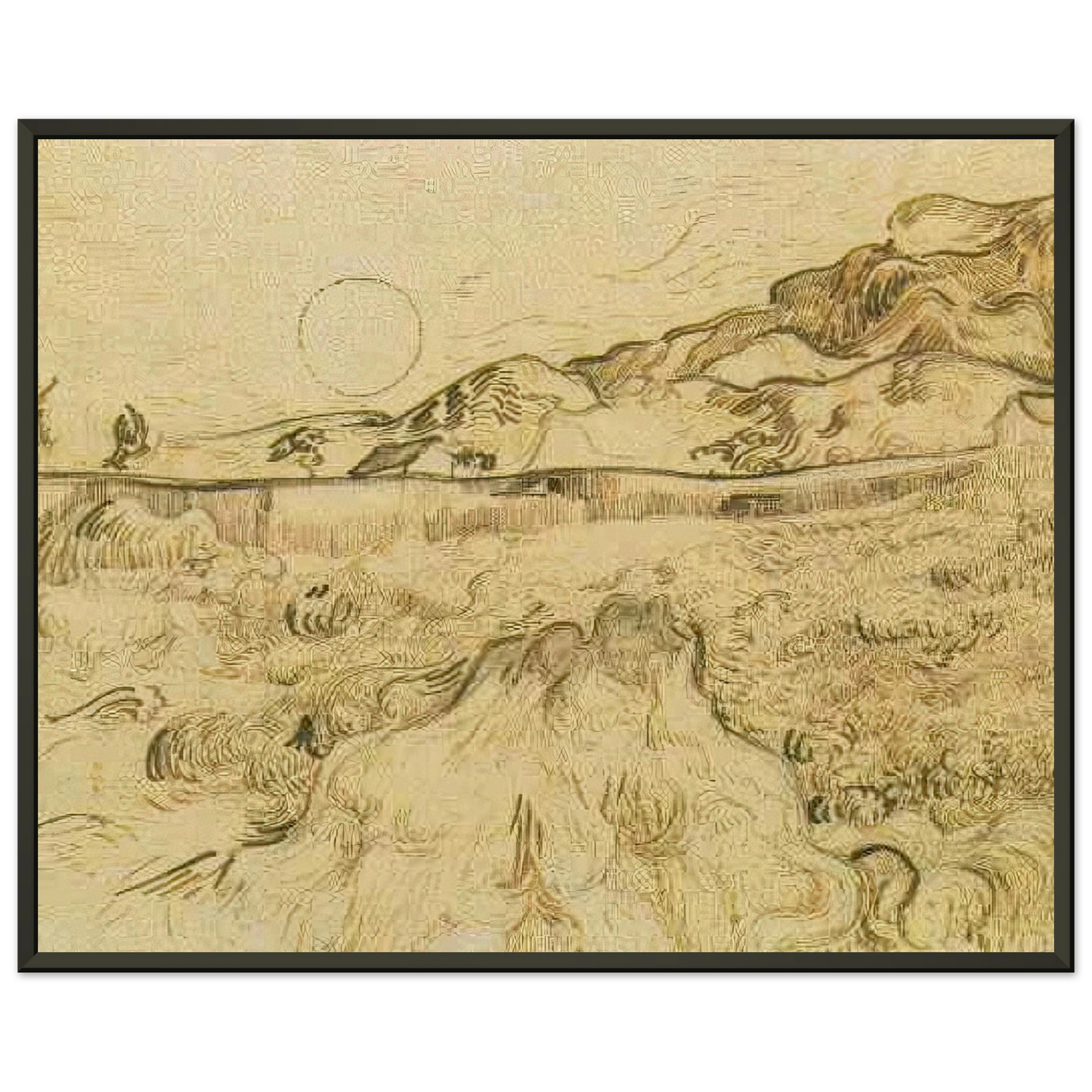 Vincent van Gogh  Enclosed Wheat Field with Reaper Framed Art Print  - Aluminum Frame - 40x50 cm / 16x20 inches