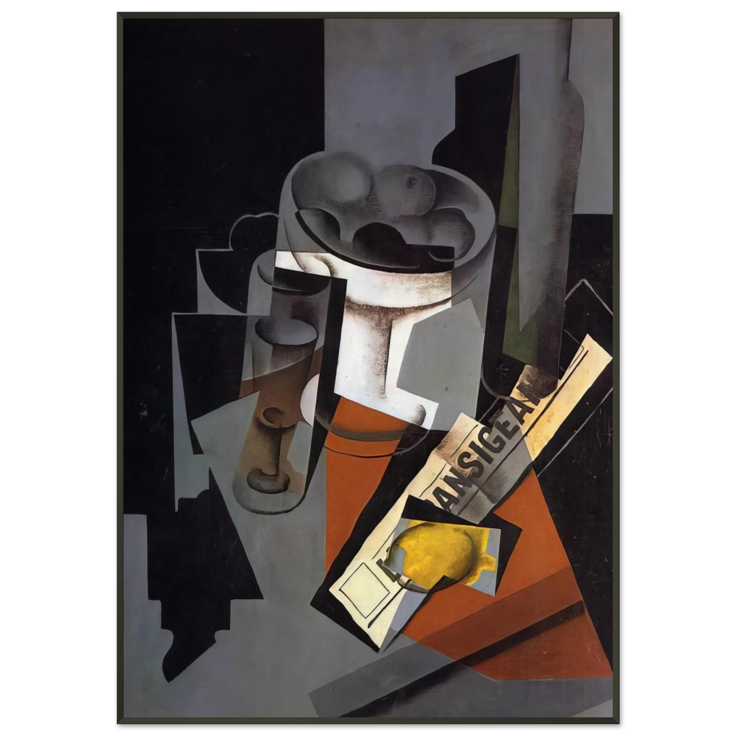 Juan Gris STILL LIFE WITH NEWSPAPER 1916 1 Framed Art Print - Aluminum Frame - 21x29.7 cm / 8x12"