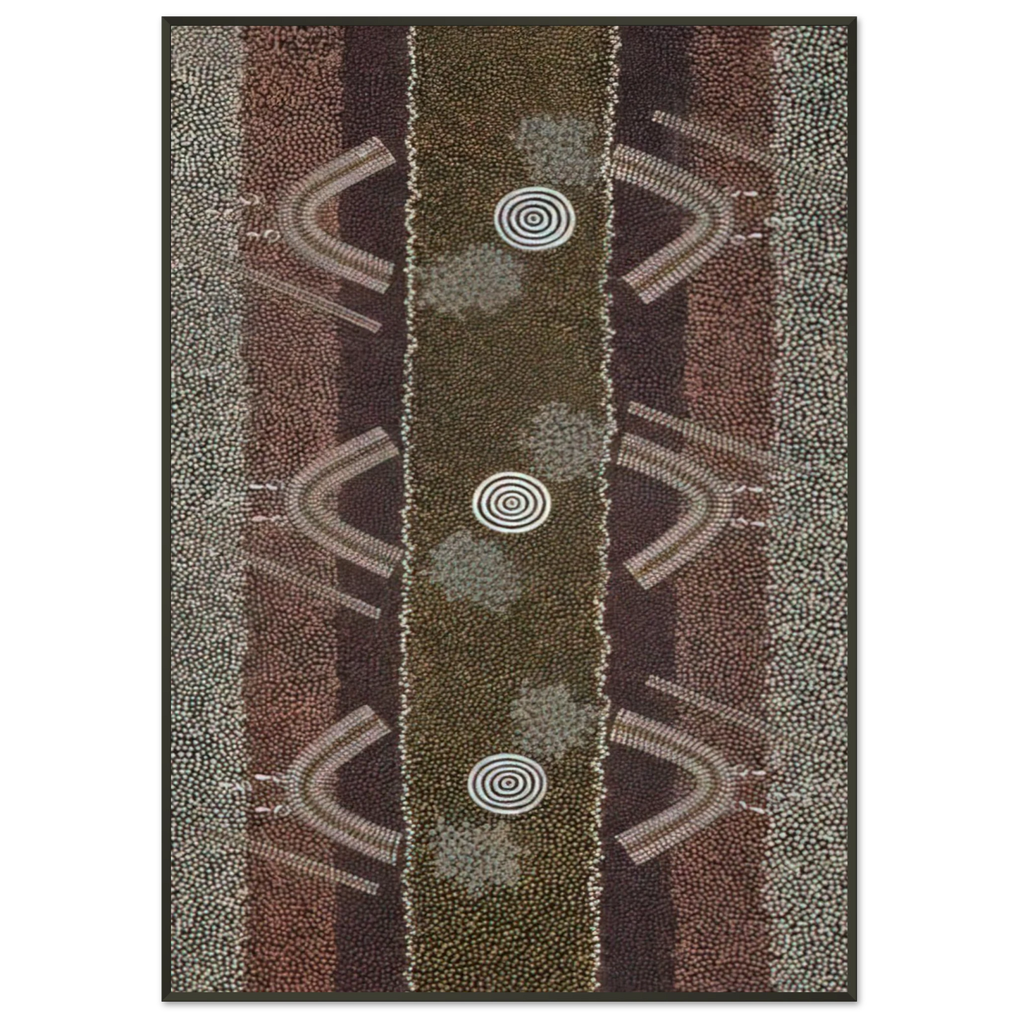 Clifford Possum Tjapaltjarri Ground and Body Designs Used in Ceremonies at Arranki on Mt Allan Station 1982 Framed Art Print - Aluminum Frame - 21x29.7 cm / 8x12"