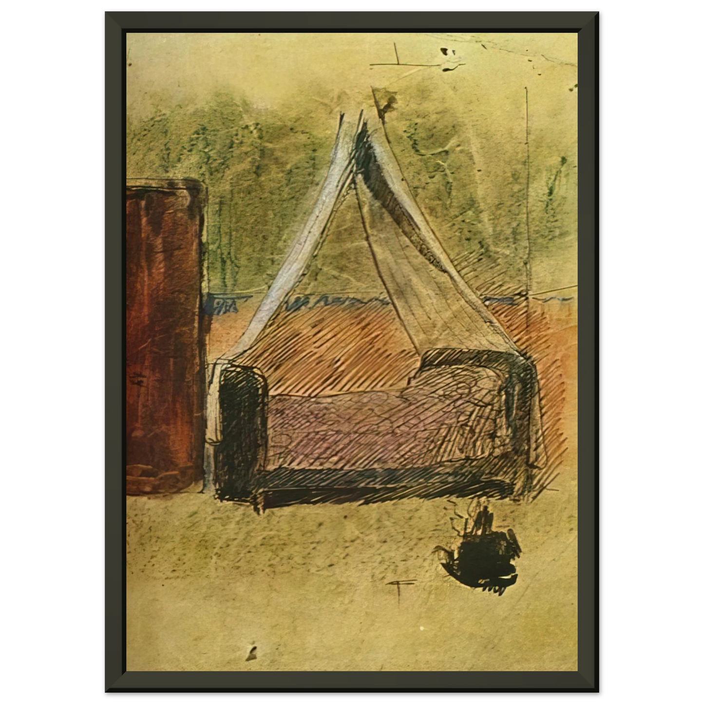 Pablo Picasso Bed with mosquito nets Framed Art Print - Aluminum Frame - 70x100 cm / 28x40 inches