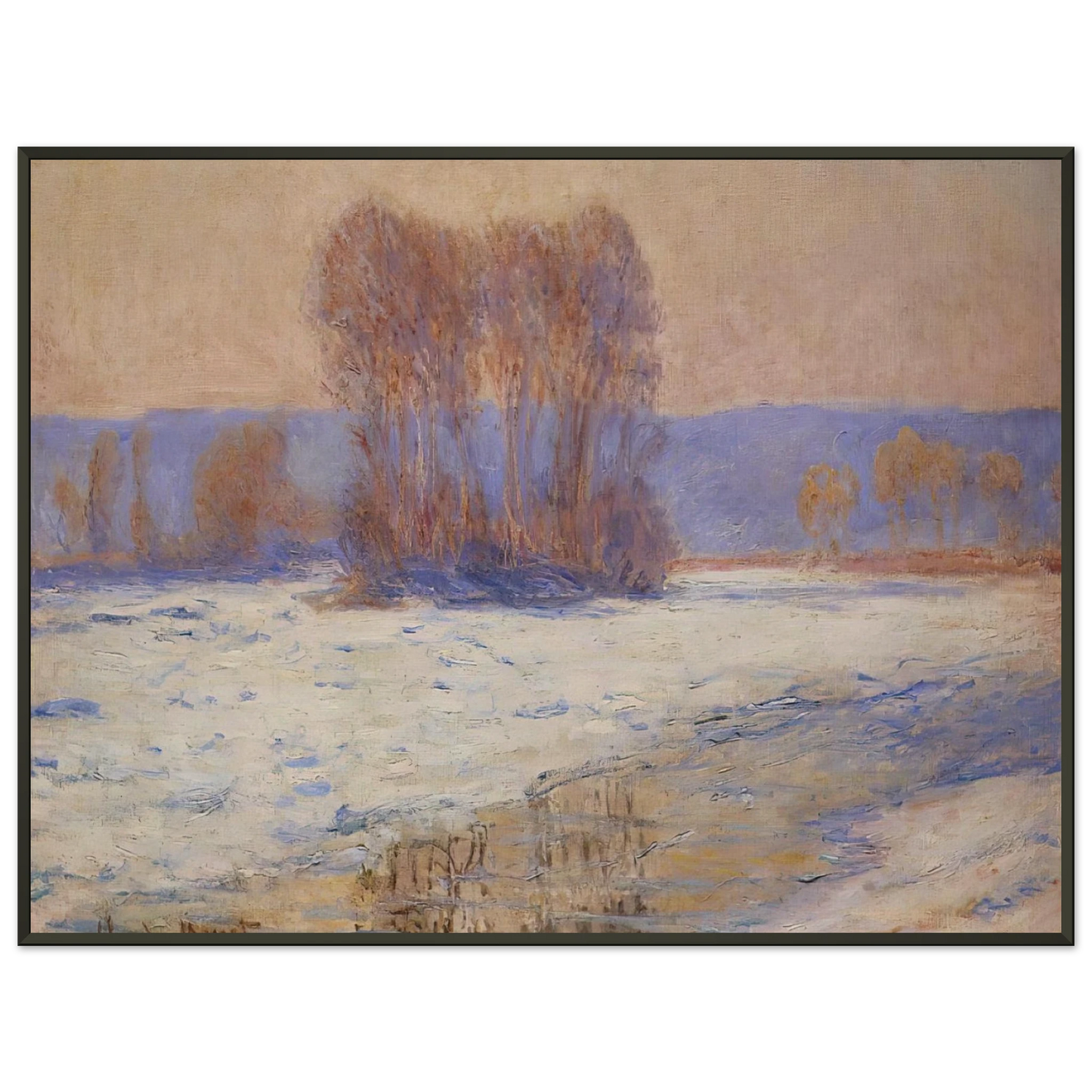 claude monet The Seine at Bennecourt Winter Framed Art Print - Aluminum Frame - 40x50 cm / 16x20 inches