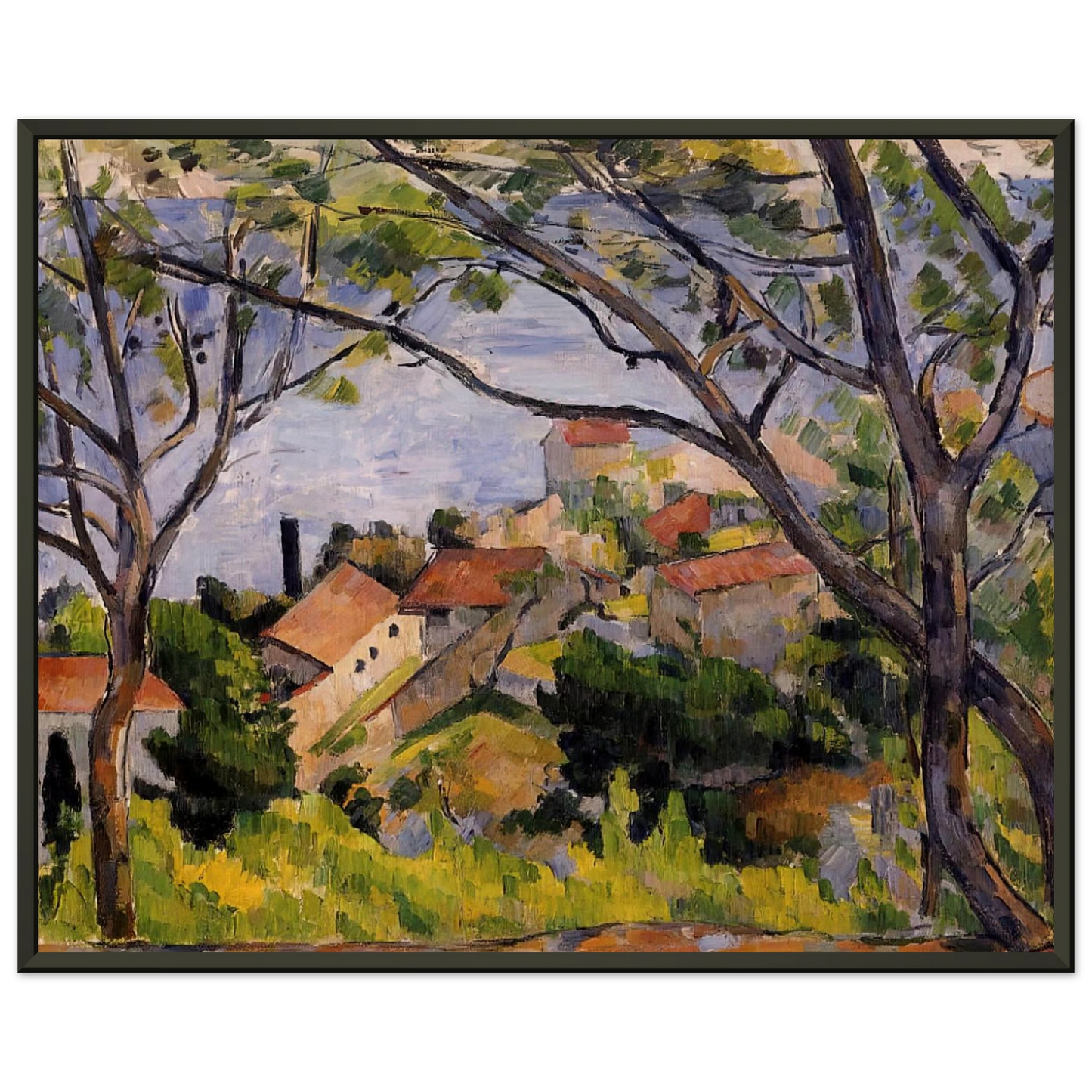 Paul Cezanne LEstaque View through the Trees Framed Art Print - Aluminum Frame - 70x100 cm / 28x40 inches