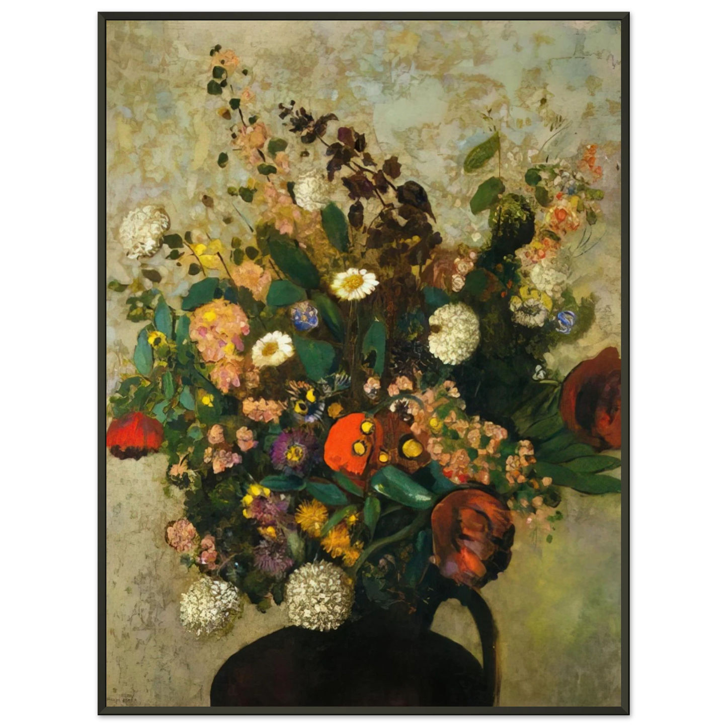 Odilon Redon  BOUQUET OF FLOWERS 5 Framed Art Print  - Aluminum Frame - 70x100 cm / 28x40 inches