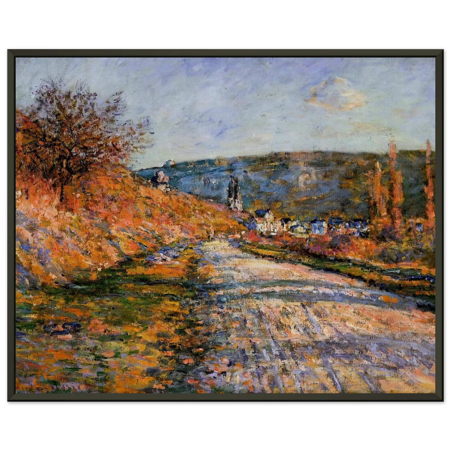 claude monet The Road to Vetheuil Framed Art Print - Aluminum Frame - 70x100 cm / 28x40 inches
