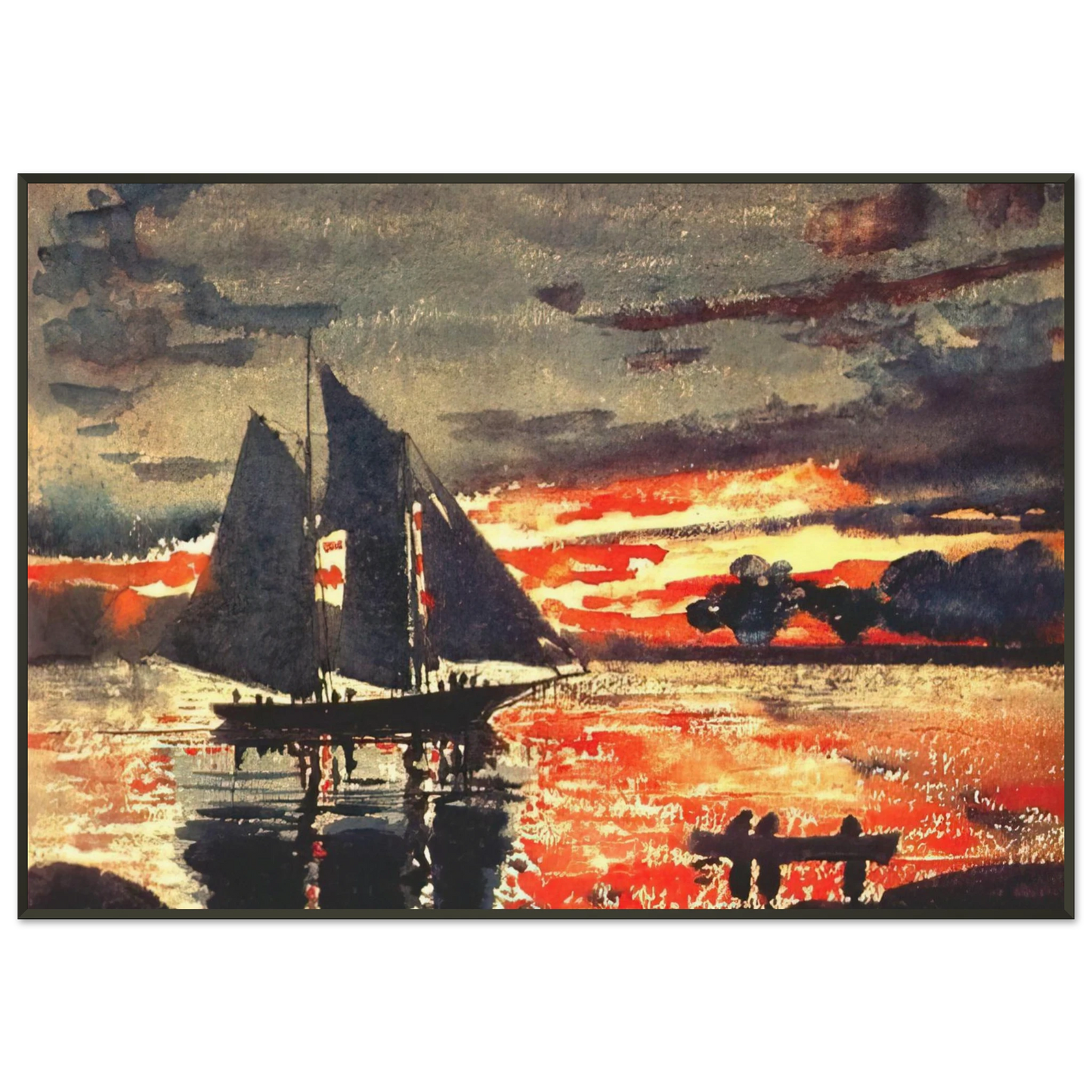 Winslow Homer SUNSET FIRES Framed Art Print - Aluminum Frame - 21x29.7 cm / 8x12"