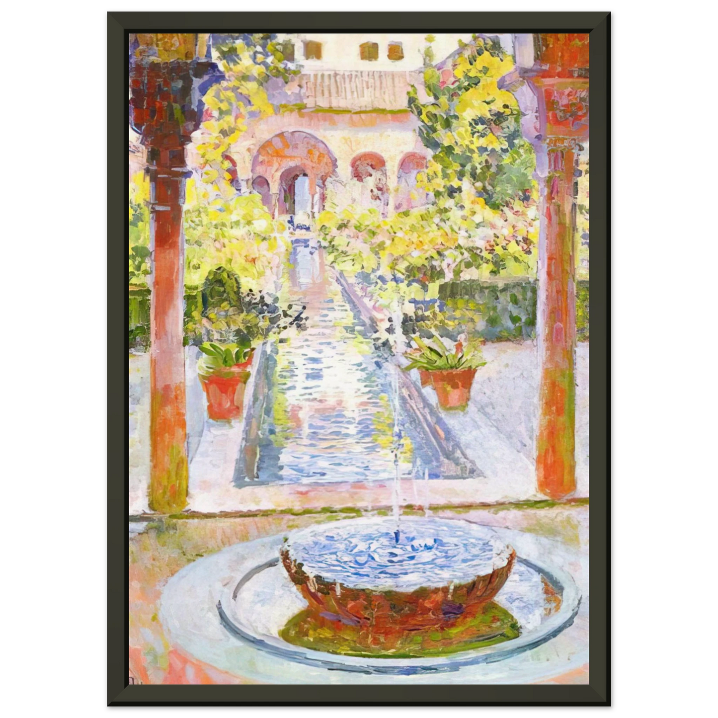 Theo van Rysselberghe THE GARDENS OF GENERALIFE IN GRENADA 1913 Framed Art Print - Aluminum Frame - 70x100 cm / 28x40 inches