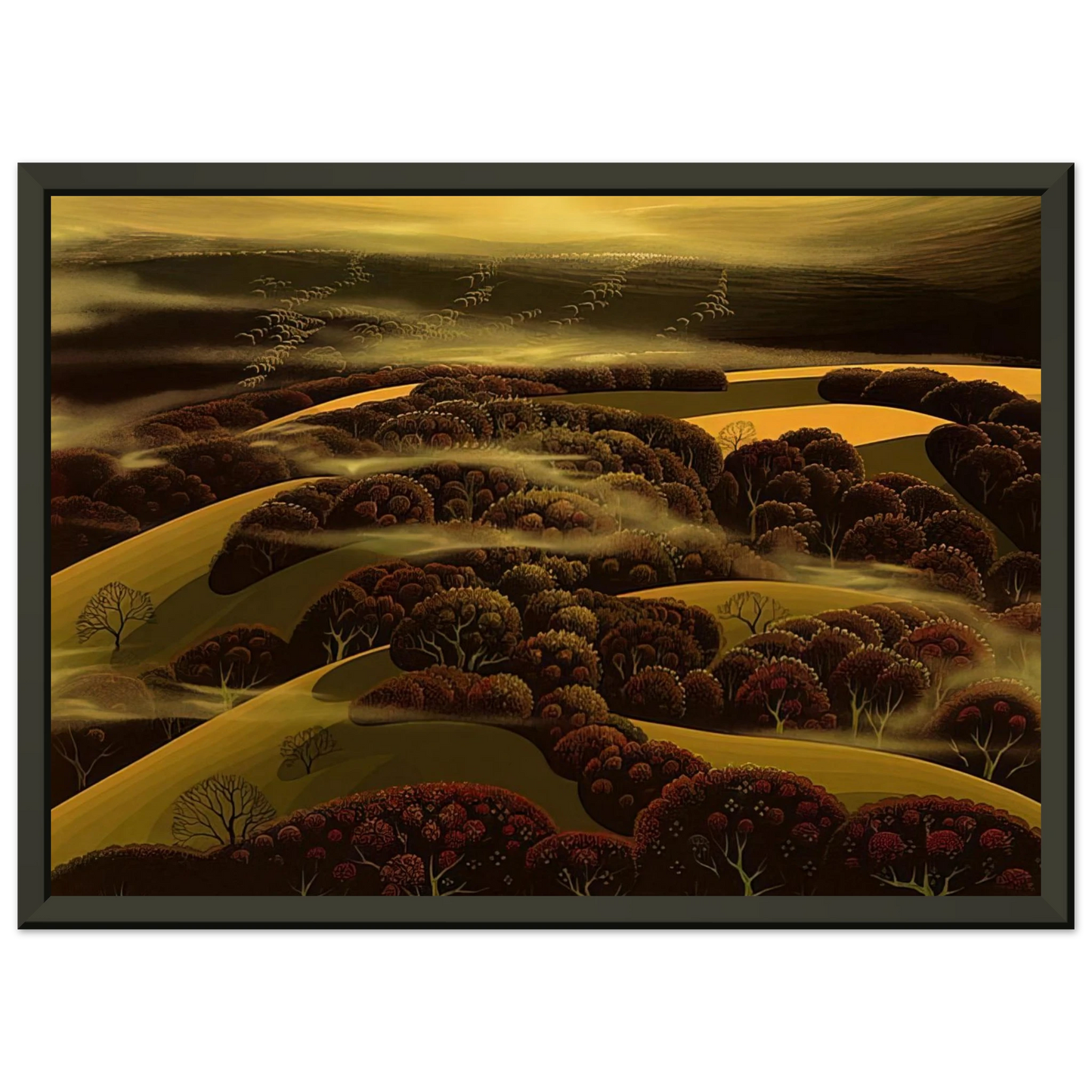 Eyvind Earle When the Fog Rolls In Framed Art Print - Aluminum Frame - 40x50 cm / 16x20 inches