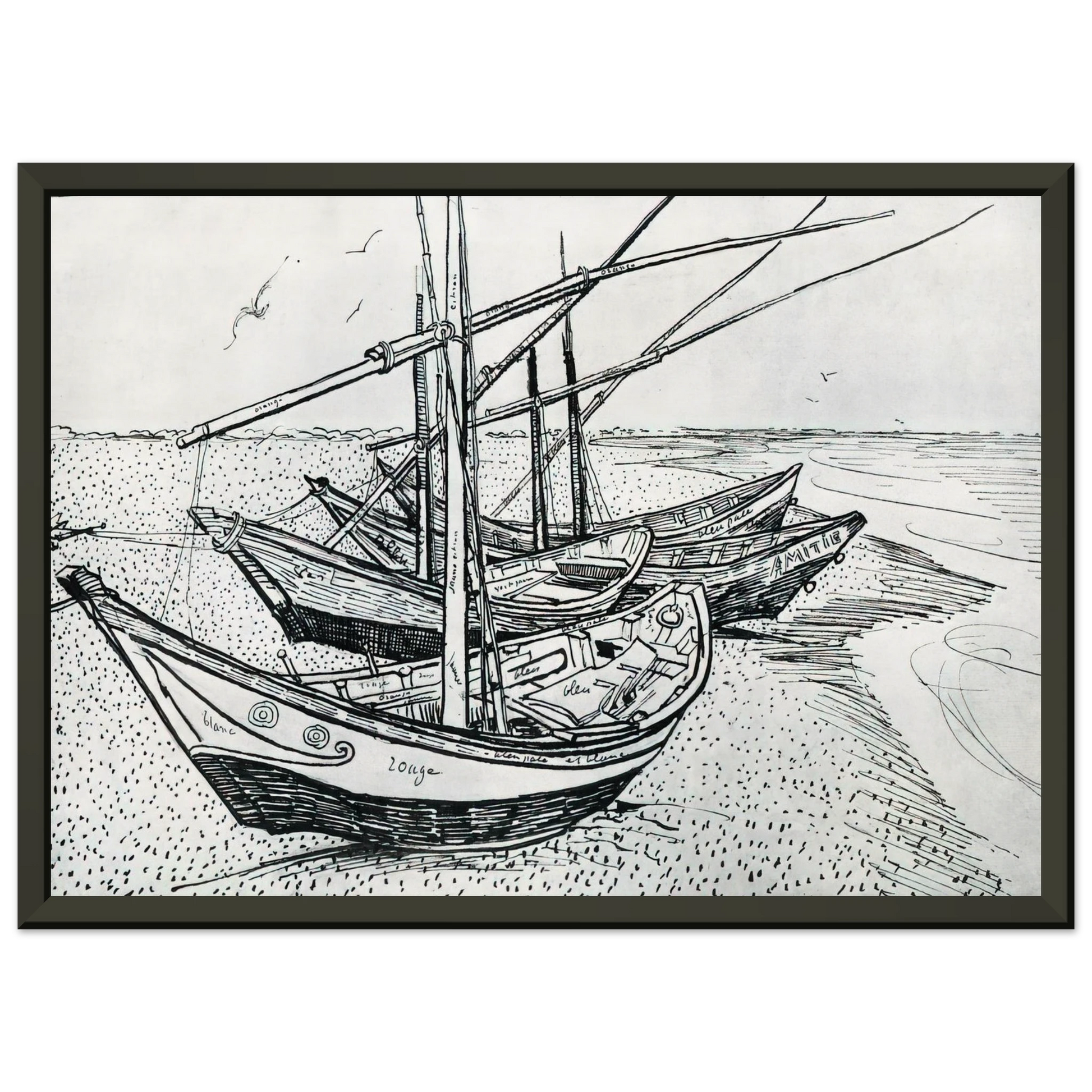 Vincent van Gogh  Fishing boats on the Beach at Les SaintesMariesdelaMer Framed Art Print  - Aluminum Frame - 70x100 cm / 28x40 inches