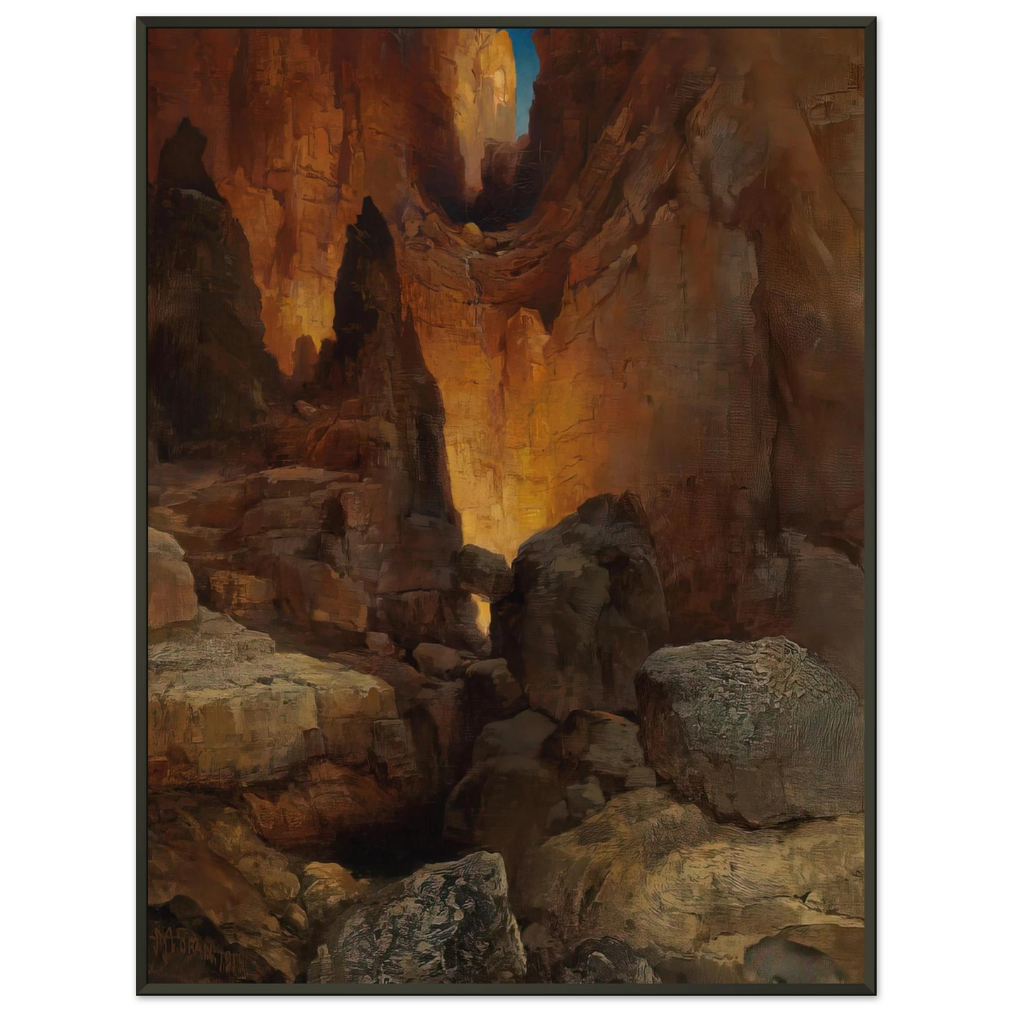 Thomas Moran A Side Canyon Grand Canyon of Arizona Framed Art Print - Aluminum Frame - 40x50 cm / 16x20 inches
