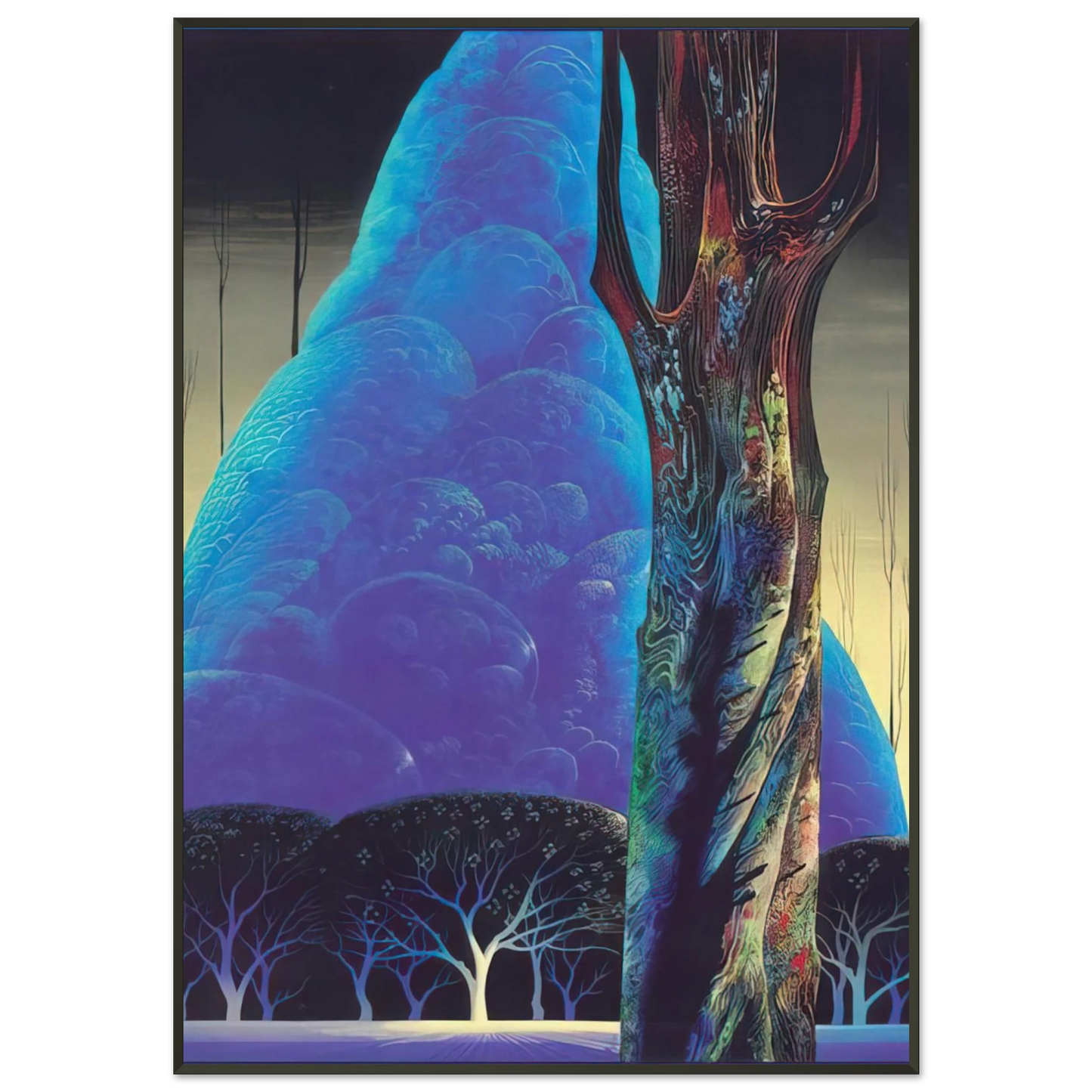 Eyvind Earle Blue Nocturne Framed Art Print - Aluminum Frame - 21x29.7 cm / 8x12"