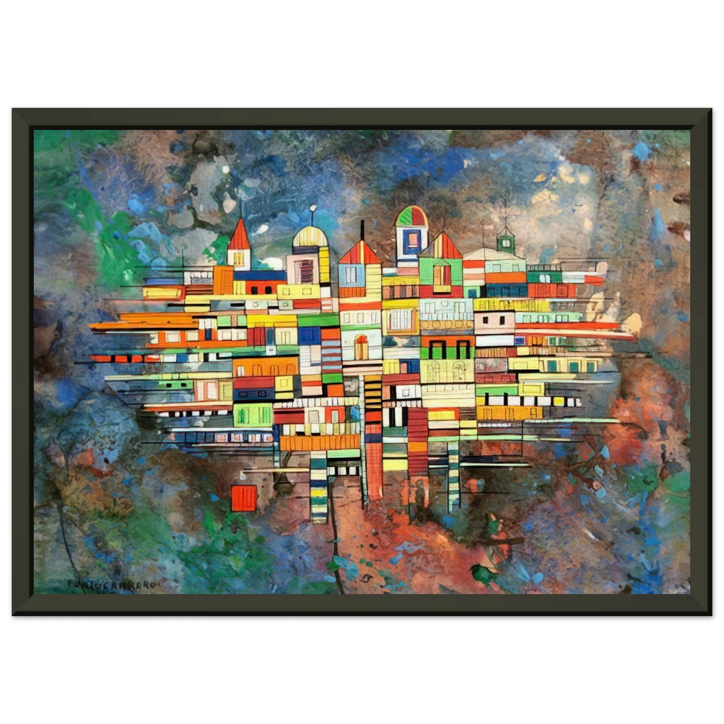 Rene Portocarrero CITY 1954 Framed Art Print - Aluminum Frame - 70x100 cm / 28x40 inches
