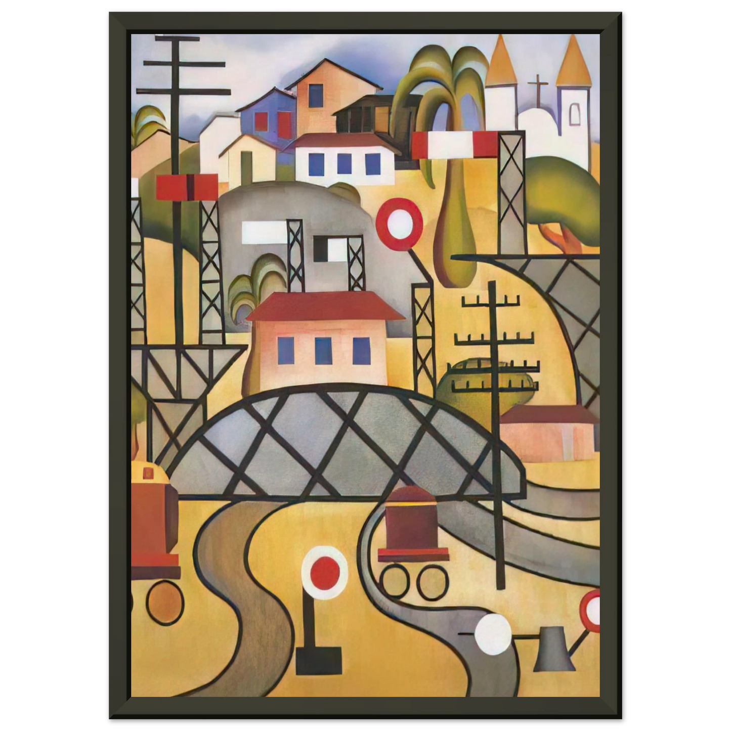 Tarsila do Amaral EFCB Estrada de Ferro Central do Brasil Framed Art Print - Aluminum Frame - 70x100 cm / 28x40 inches