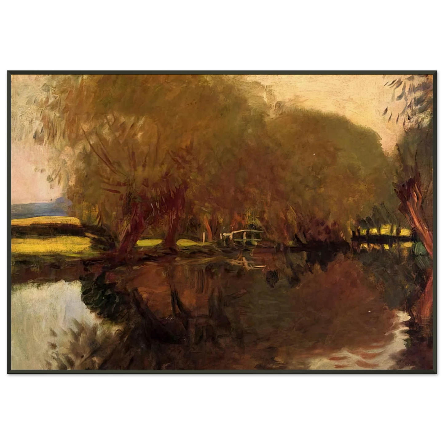 John Singer Sargent A Backwater at Calcot Near Reading Framed Art Print - Aluminum Frame - 21x29.7 cm / 8x12"
