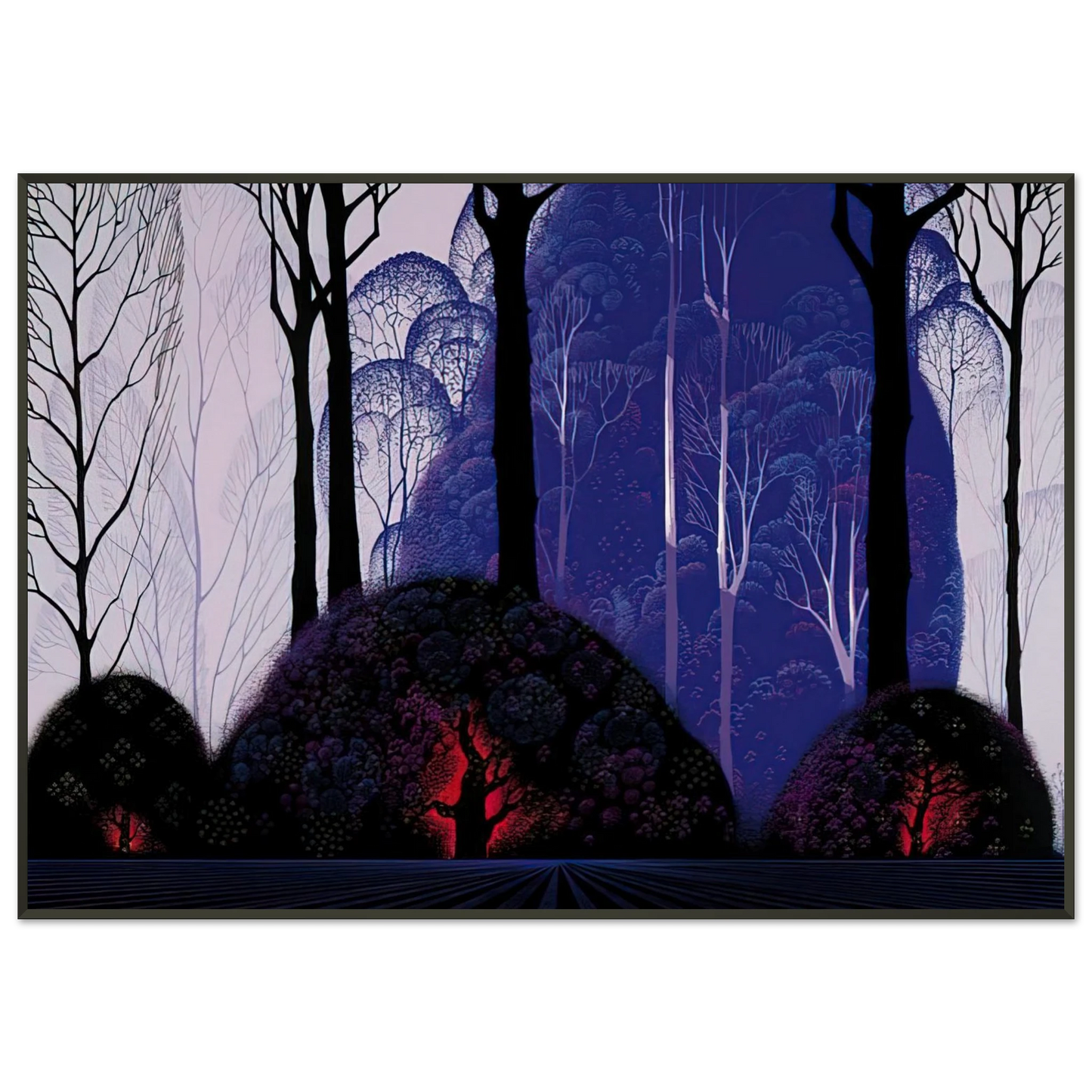 Eyvind Earle  Purple Eucalyptus Framed Art Print  - Aluminum Frame - 21x29.7 cm / 8x12"