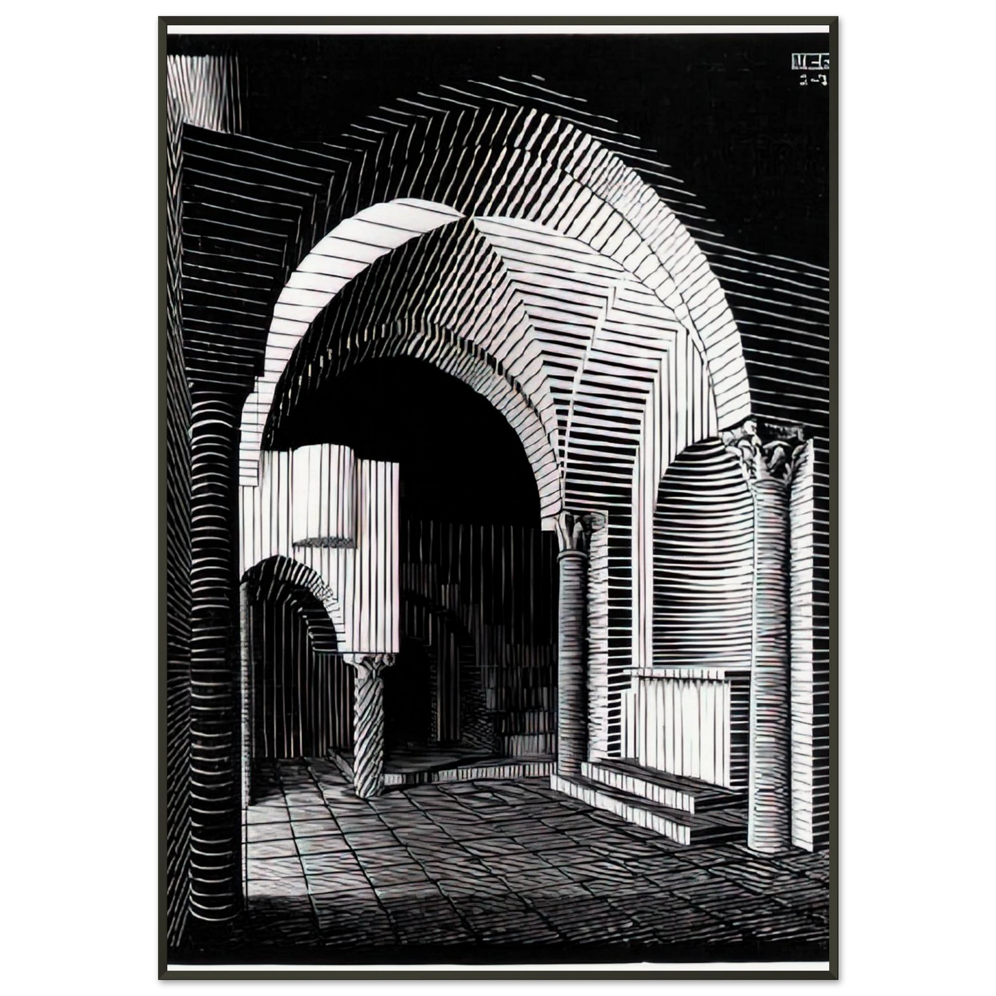MC Escher  PORTA MARIA DELL OSPIDALE Framed Art Print  - Aluminum Frame - 21x29.7 cm / 8x12"