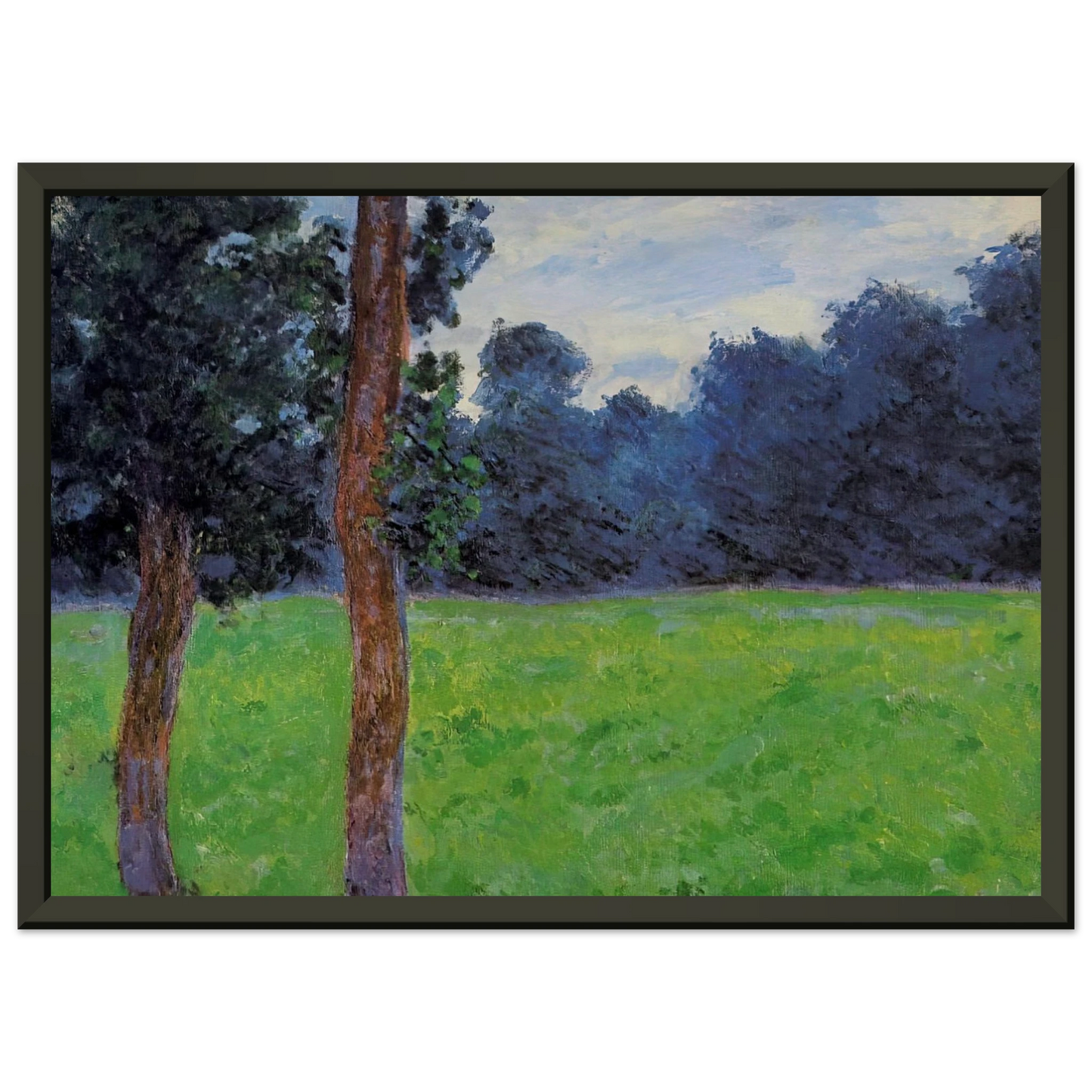 claude monet Two Trees in a Meadow Framed Art Print - Aluminum Frame - 70x100 cm / 28x40 inches