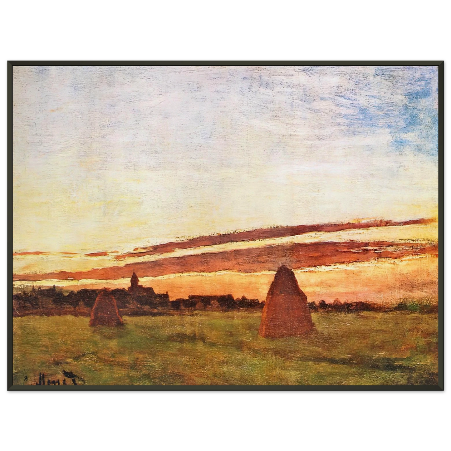 claude monet Haystacks at Chailly Framed Art Print - Aluminum Frame - 40x50 cm / 16x20 inches