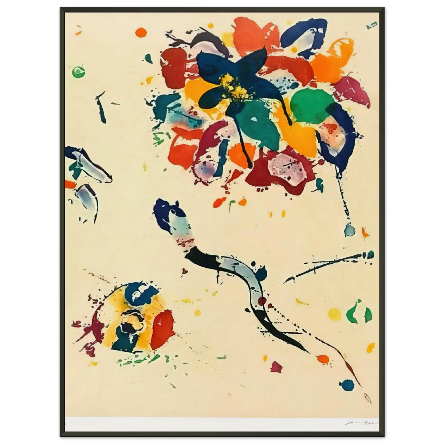 Sam Francis Untitled SFE 075 Framed Art Print - Aluminum Frame - 70x100 cm / 28x40 inches