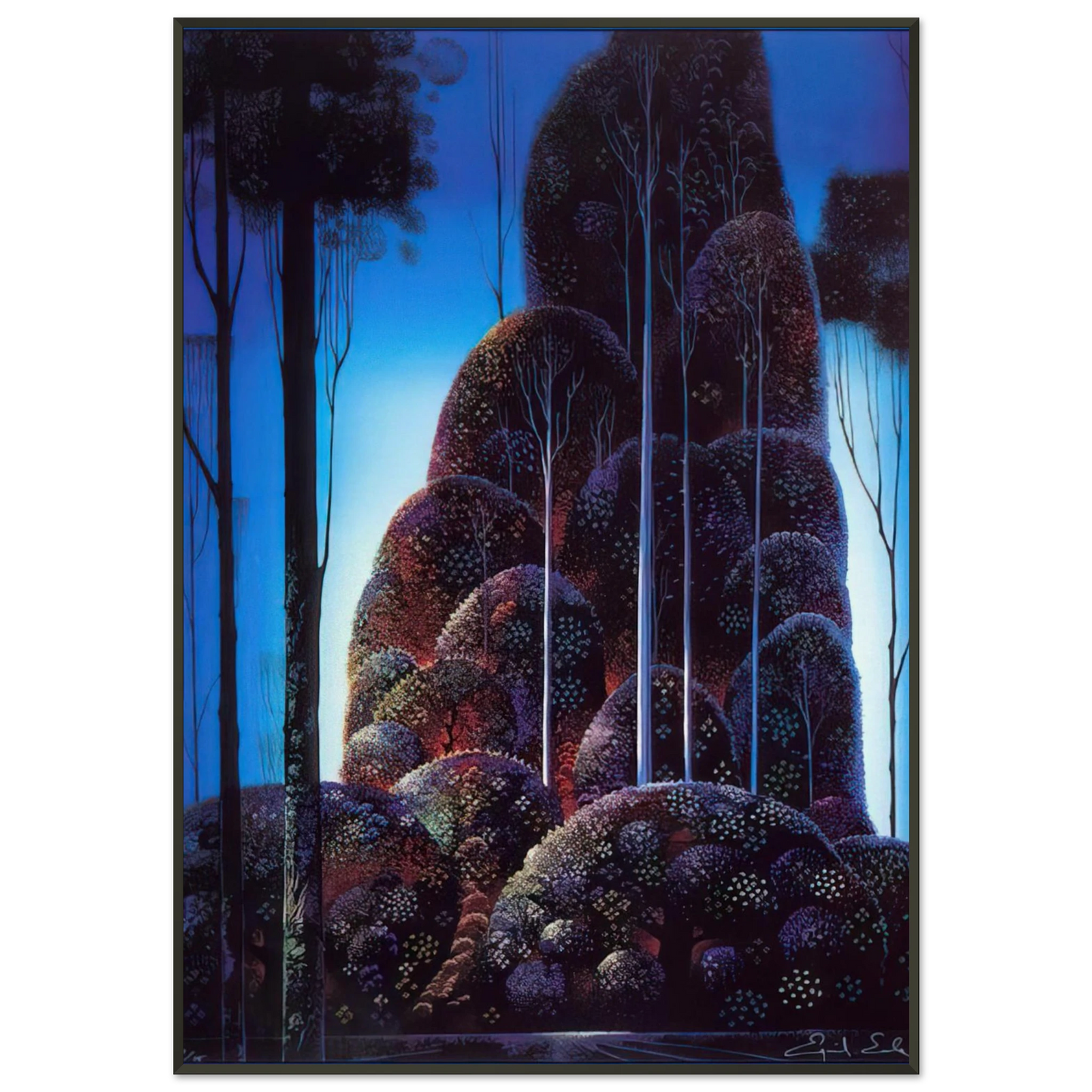 Eyvind Earle Tall Trees Framed Art Print - Aluminum Frame - 21x29.7 cm / 8x12"