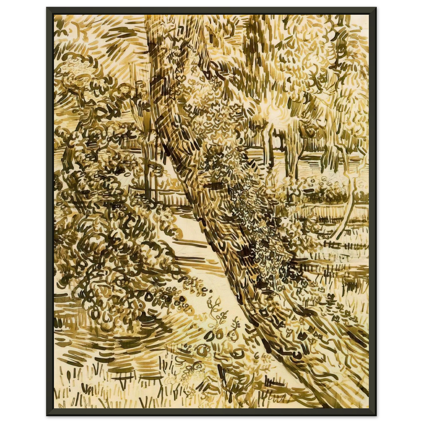 Vincent van Gogh Tree with Ivy in the Asylum Garden Framed Art Print - Aluminum Frame - 70x100 cm / 28x40 inches